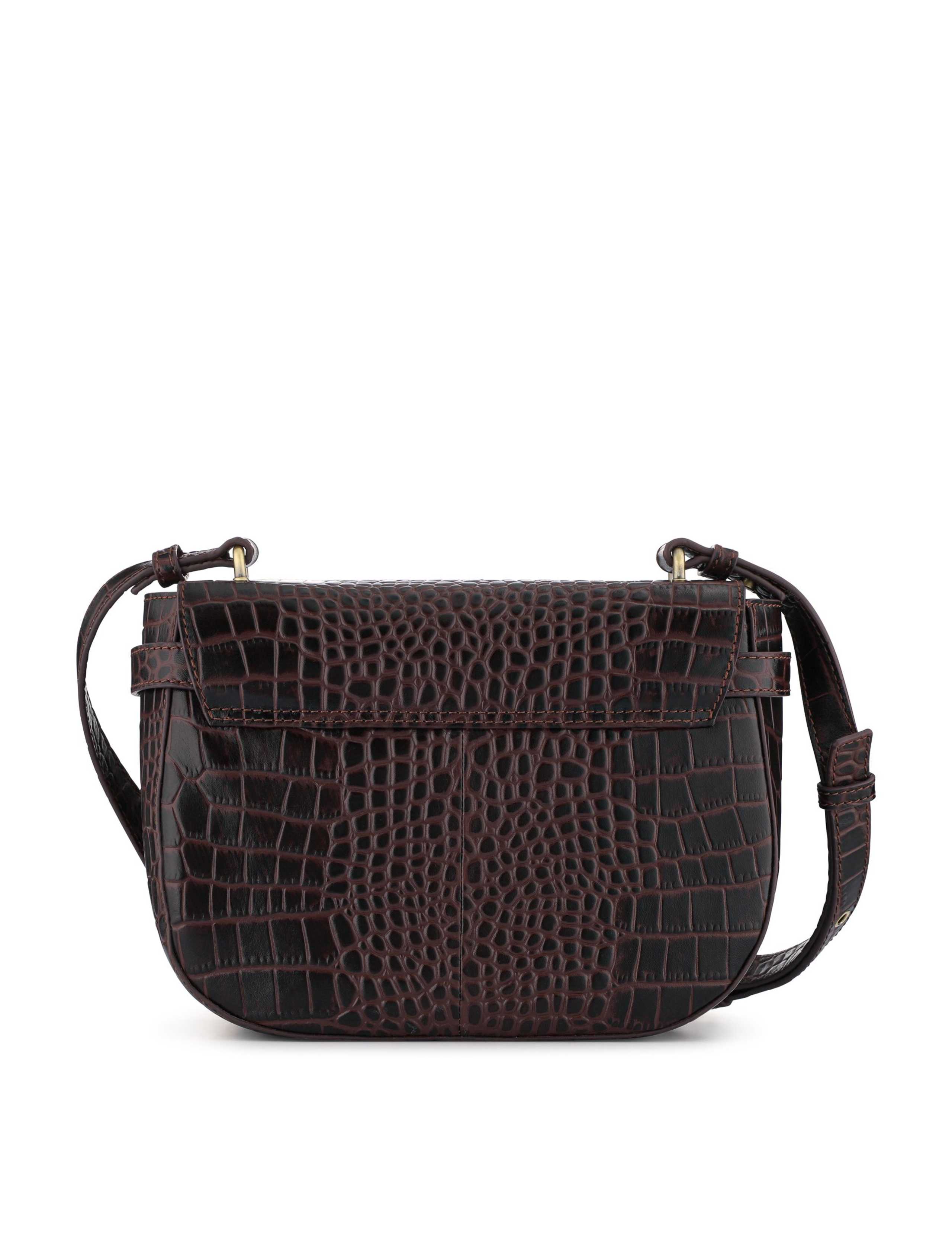 Leather Croc Effect Cross Body Shoulder Bag 5 of 6