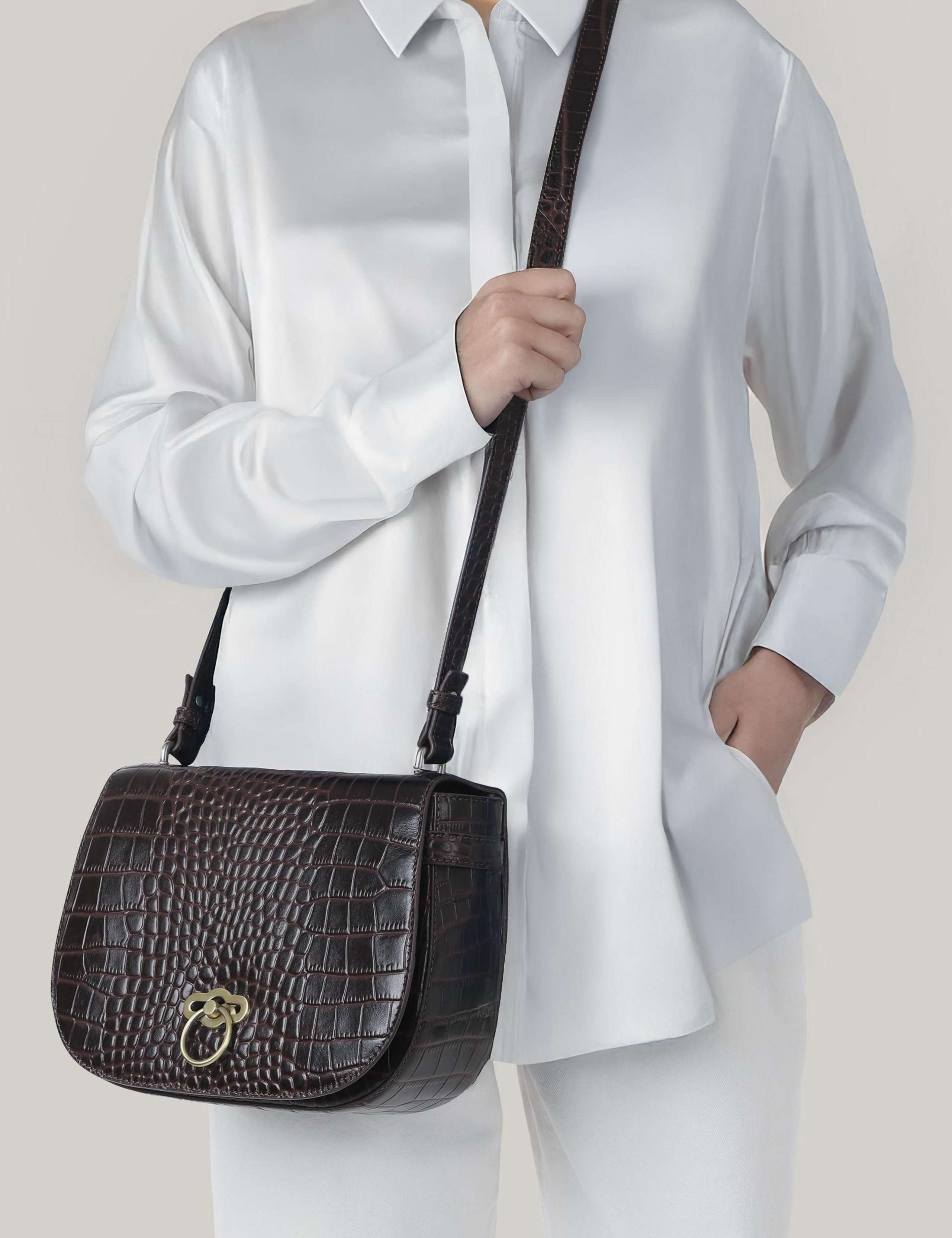 Leather Croc Effect Cross Body Shoulder Bag 6 of 6