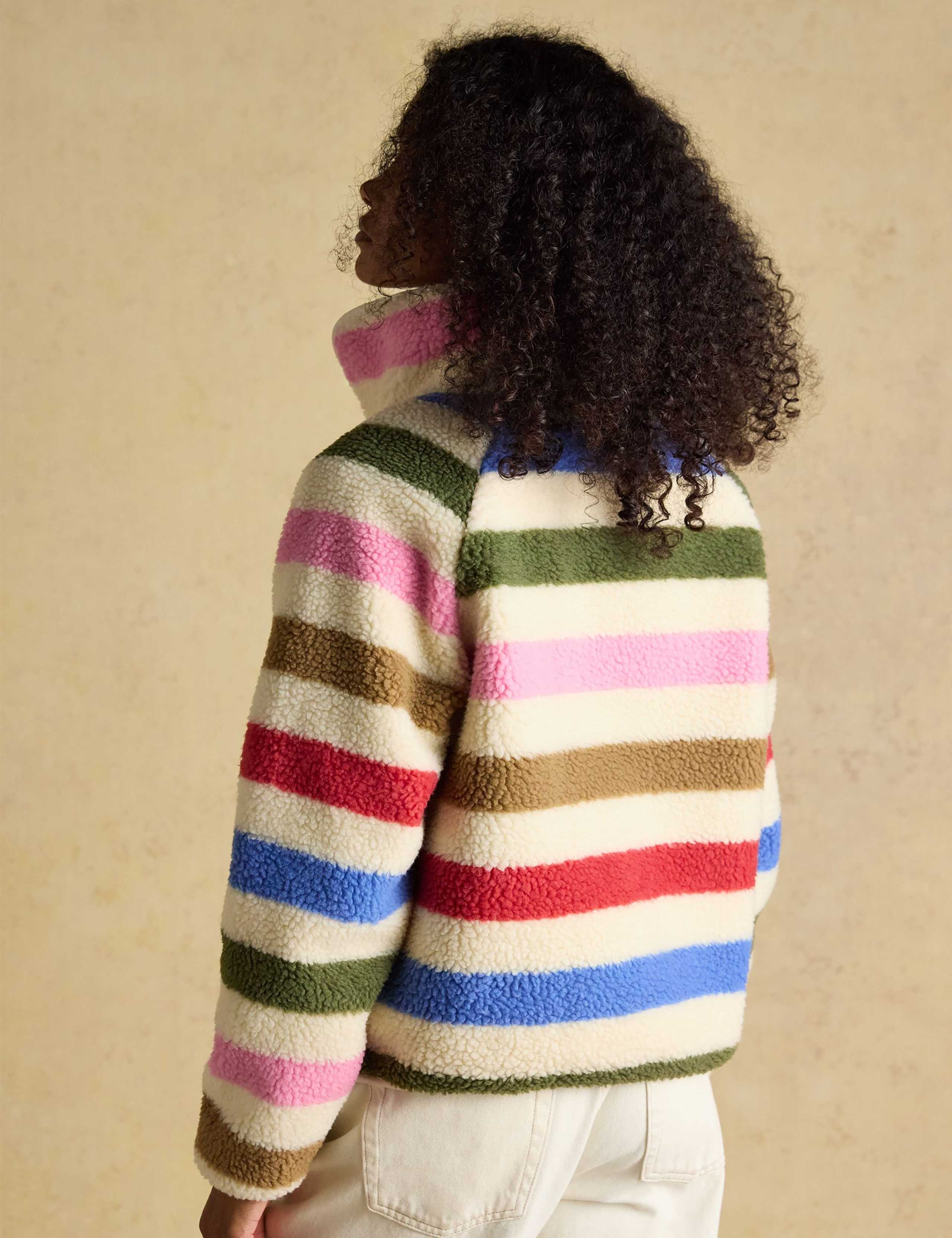 Striped Fleece Funnel Neck Jacket 4 of 9