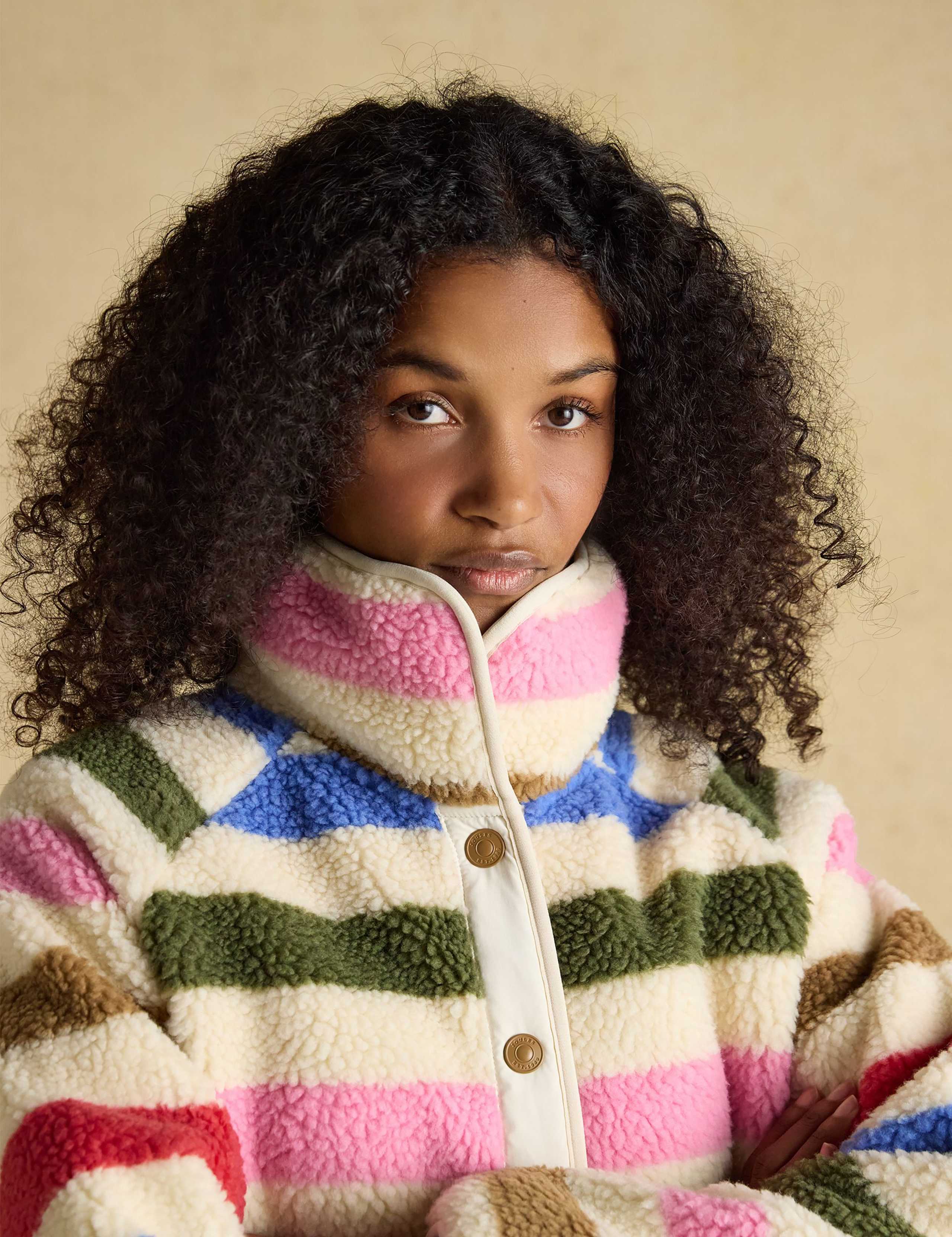 Striped Fleece Funnel Neck Jacket 5 of 9