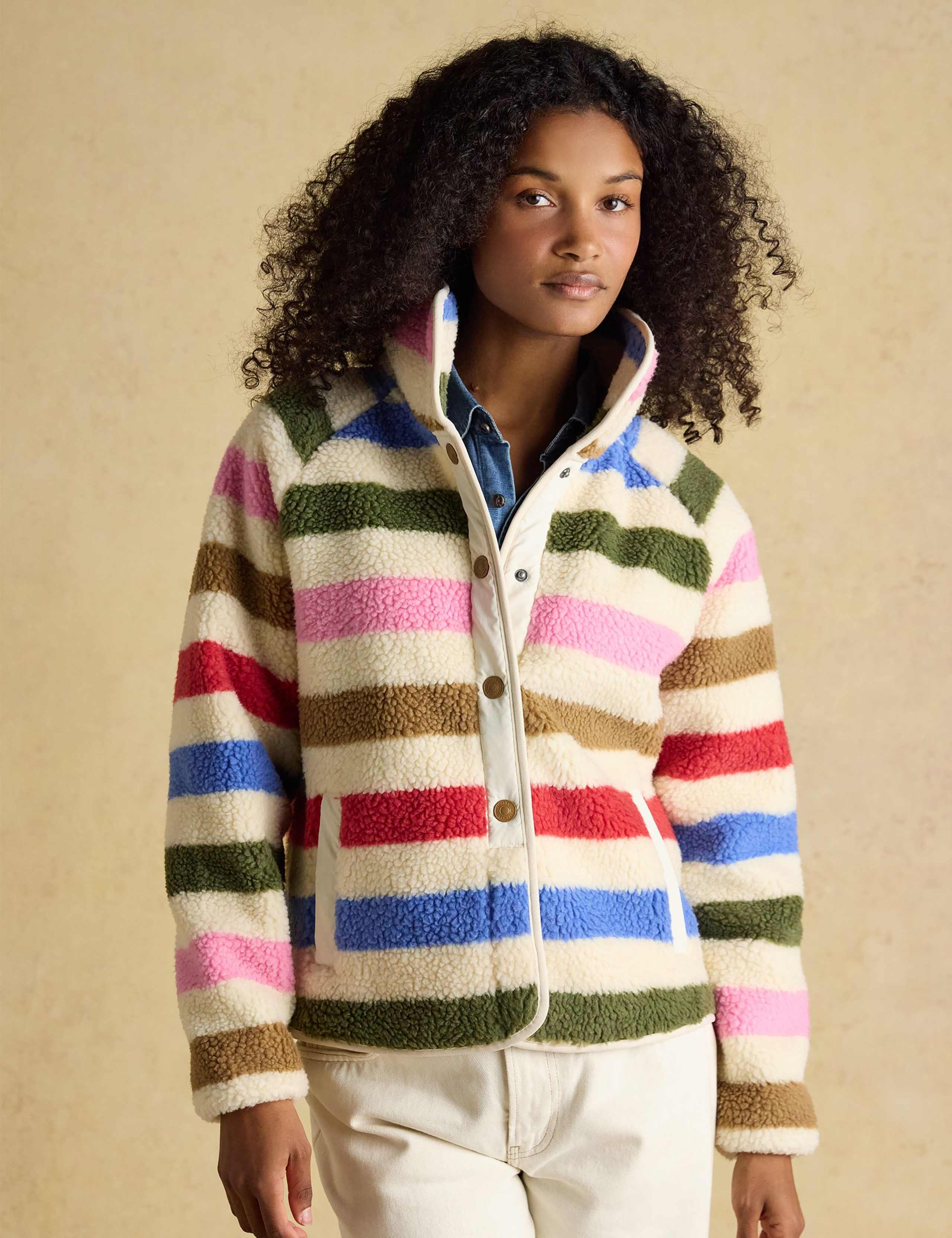 Striped Fleece Funnel Neck Jacket 6 of 9