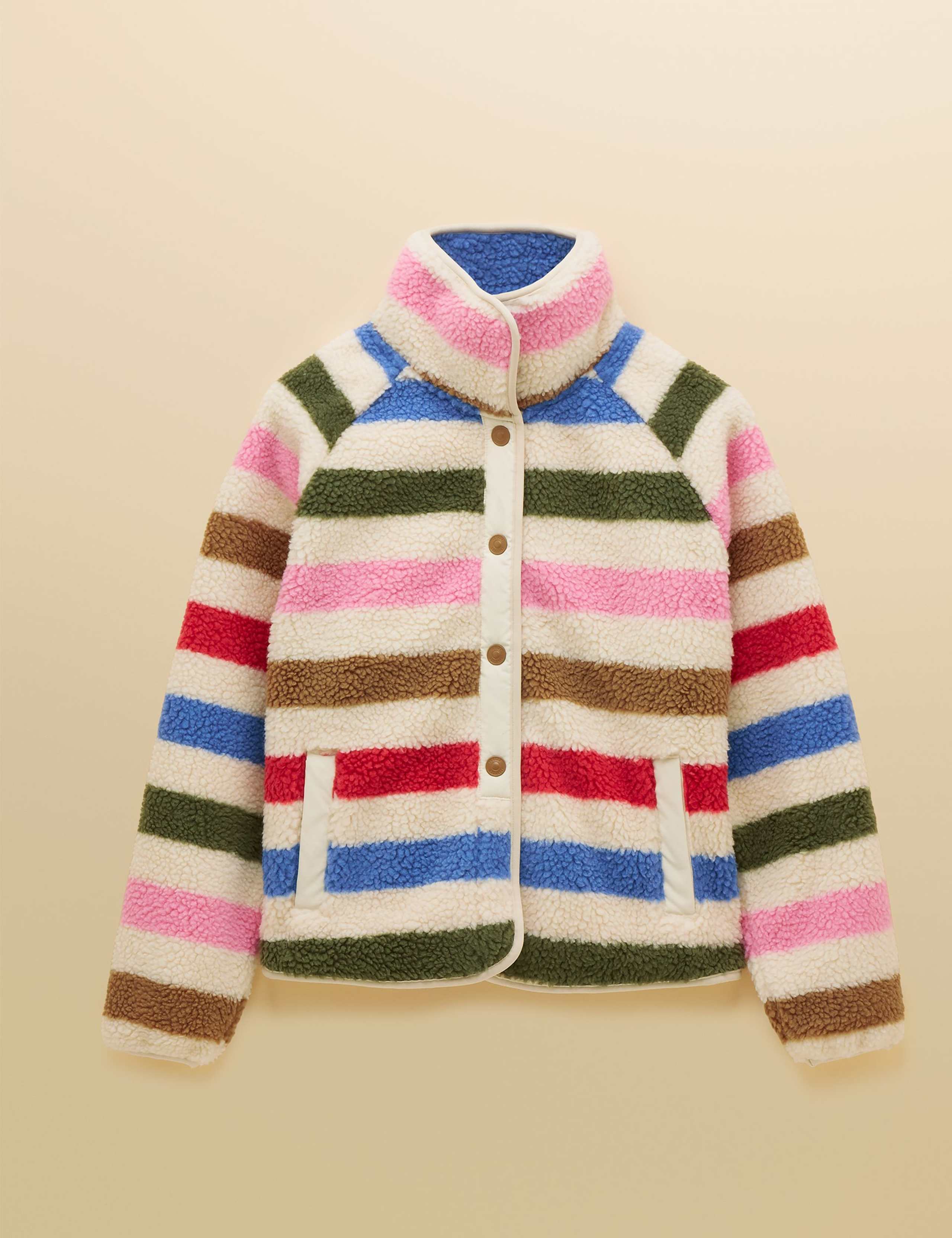 Striped Fleece Funnel Neck Jacket 2 of 9