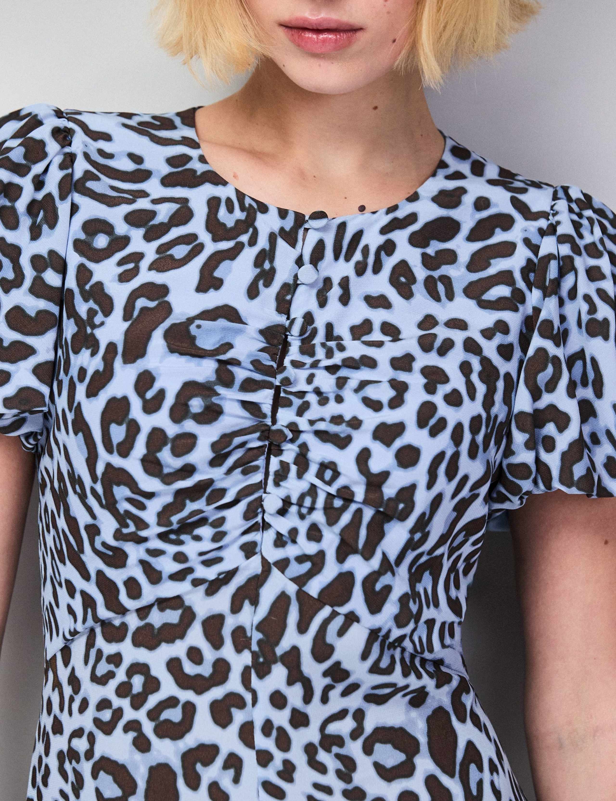 Leopard Print Button Detail Midaxi Tea Dress 6 of 6