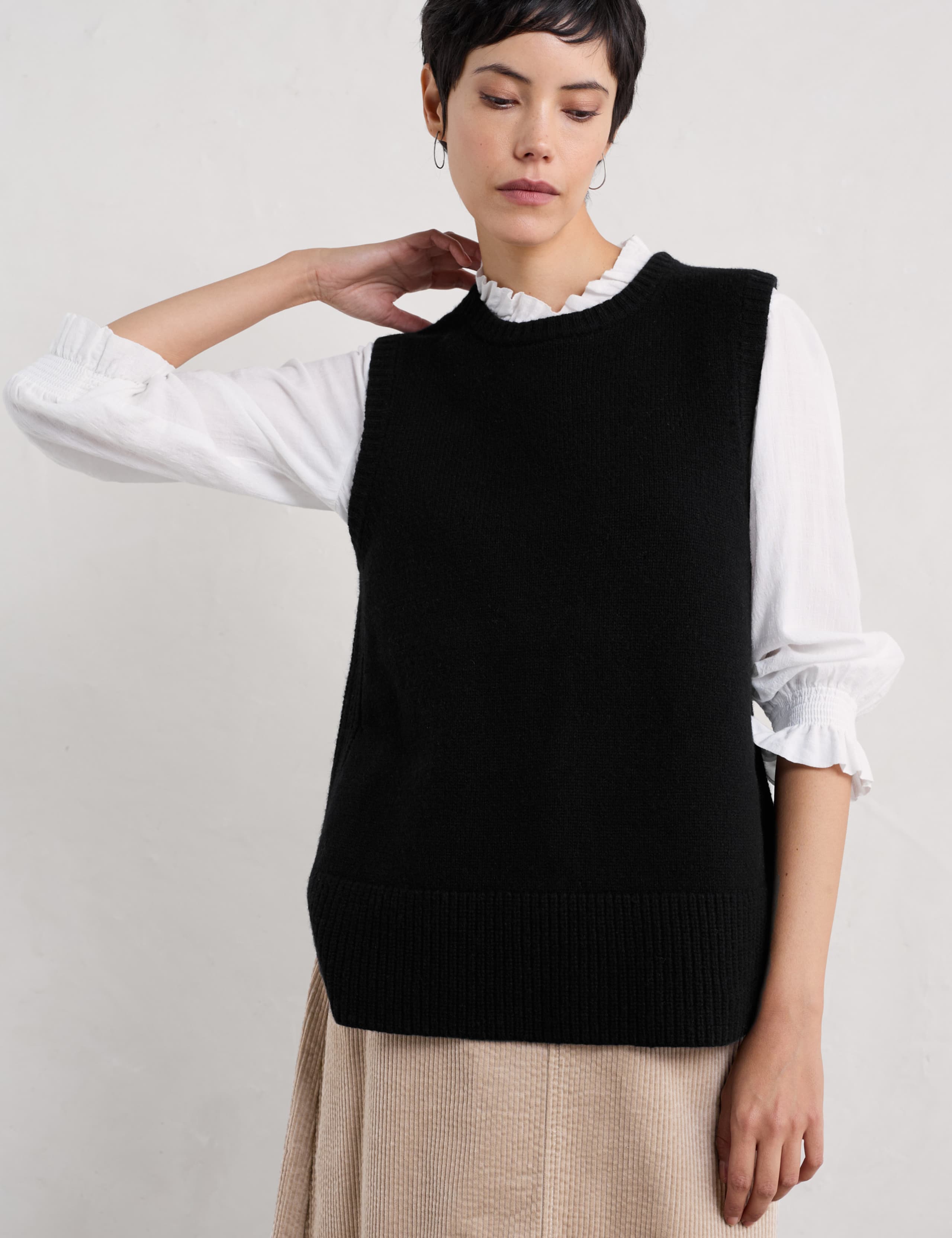 Merino Wool Rich Crew Neck Knitted Top 1 of 4
