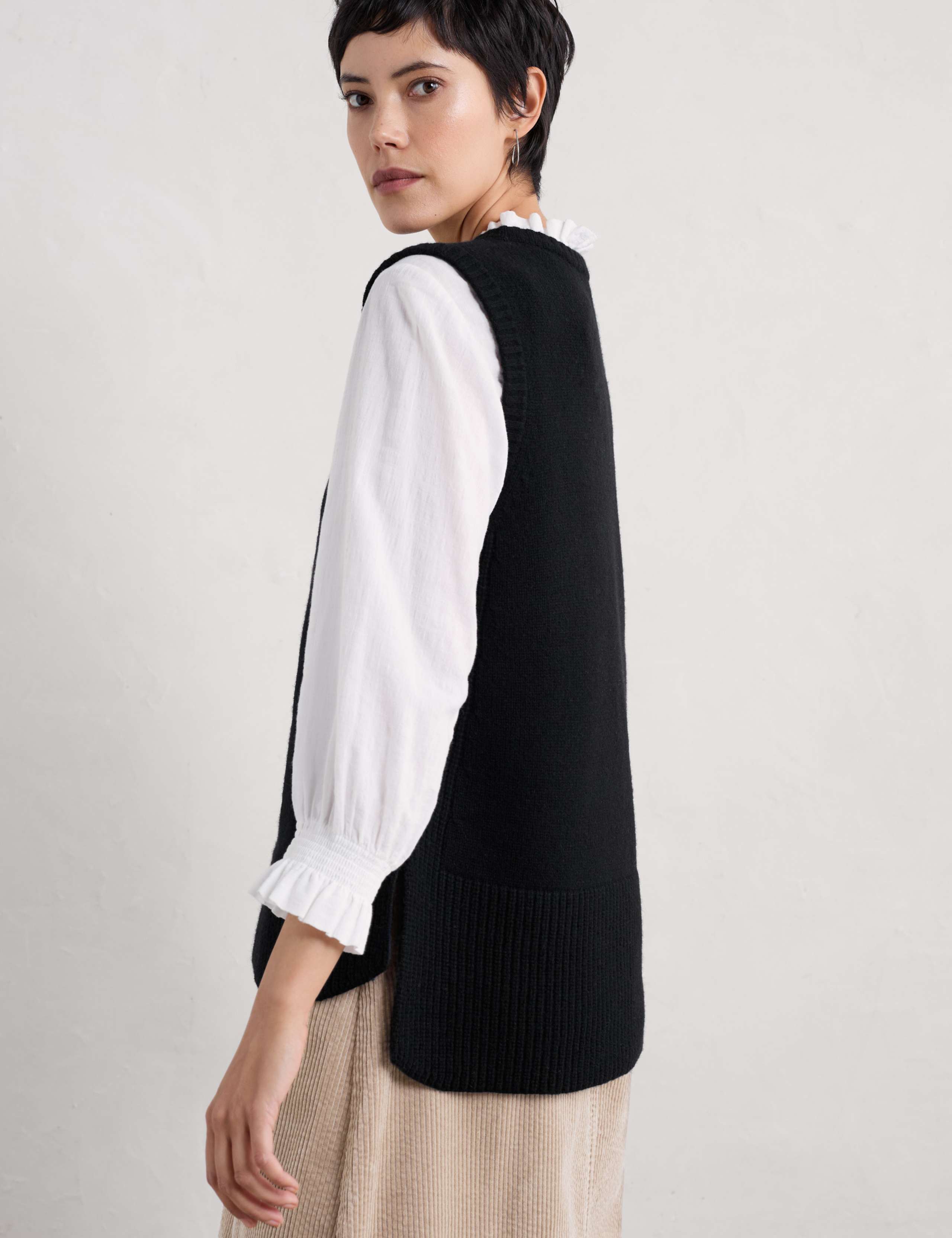 Merino Wool Rich Crew Neck Knitted Top 3 of 4