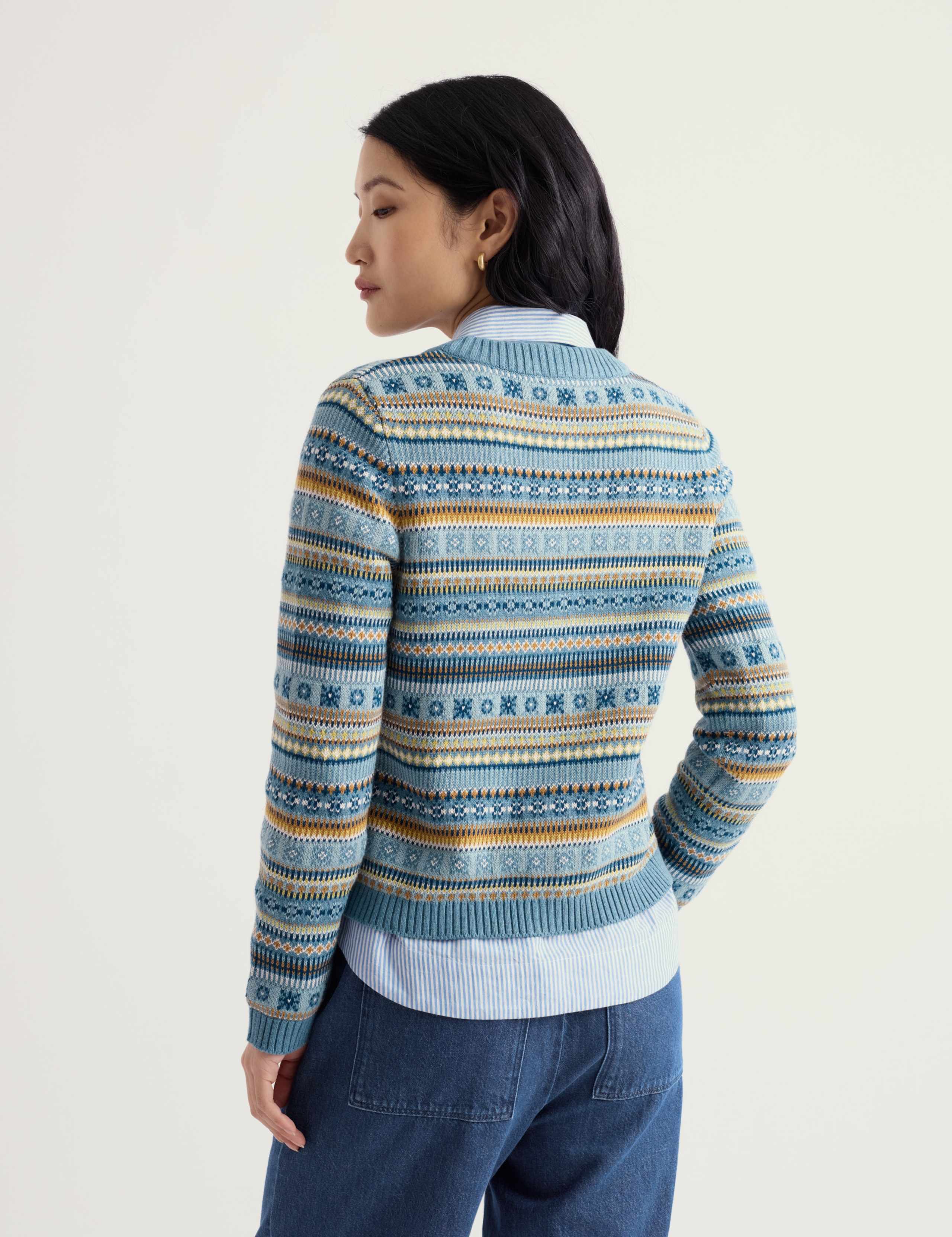 Pure Cotton Fair Isle Crew Neck Cardigan 5 of 5