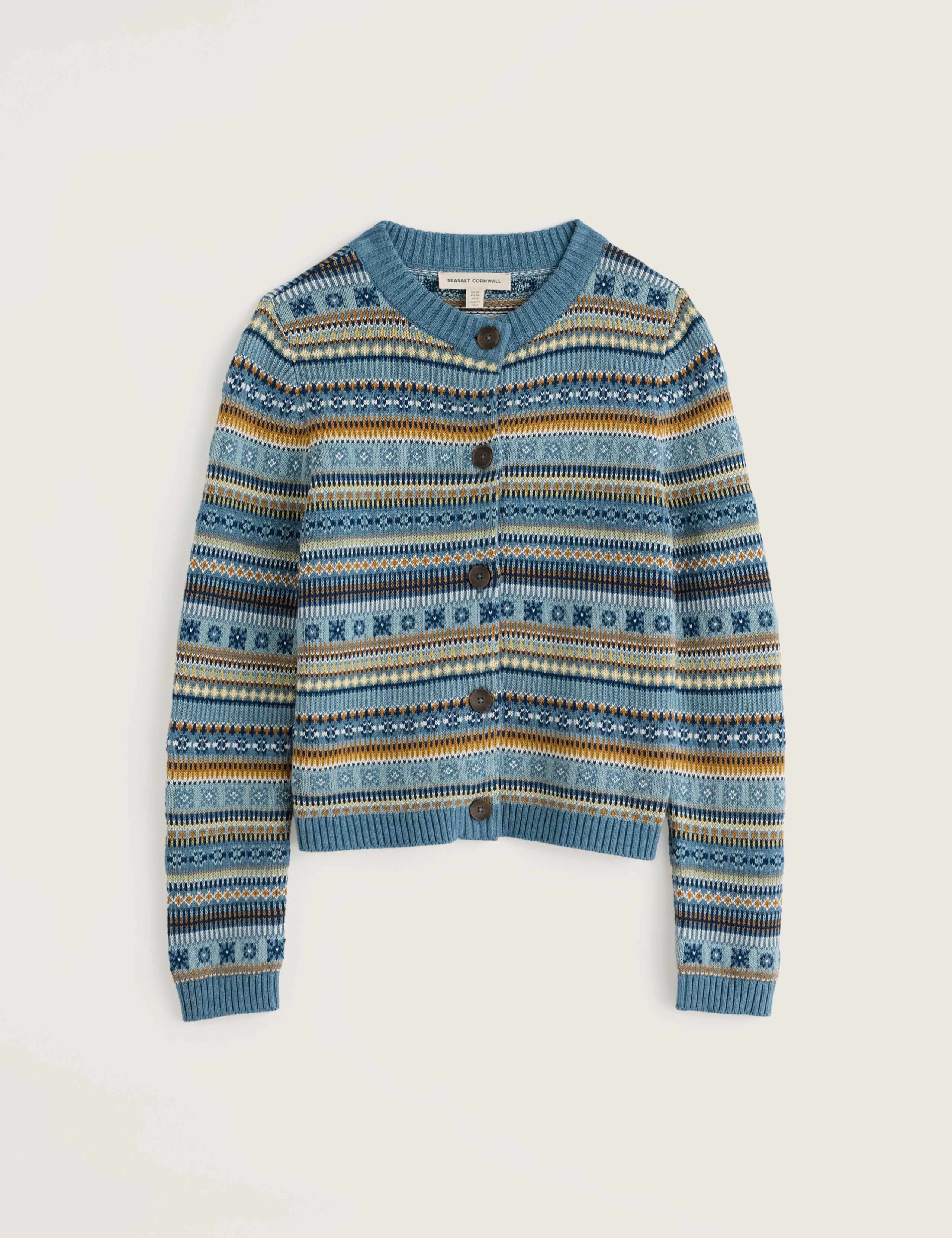 Pure Cotton Fair Isle Crew Neck Cardigan 2 of 5