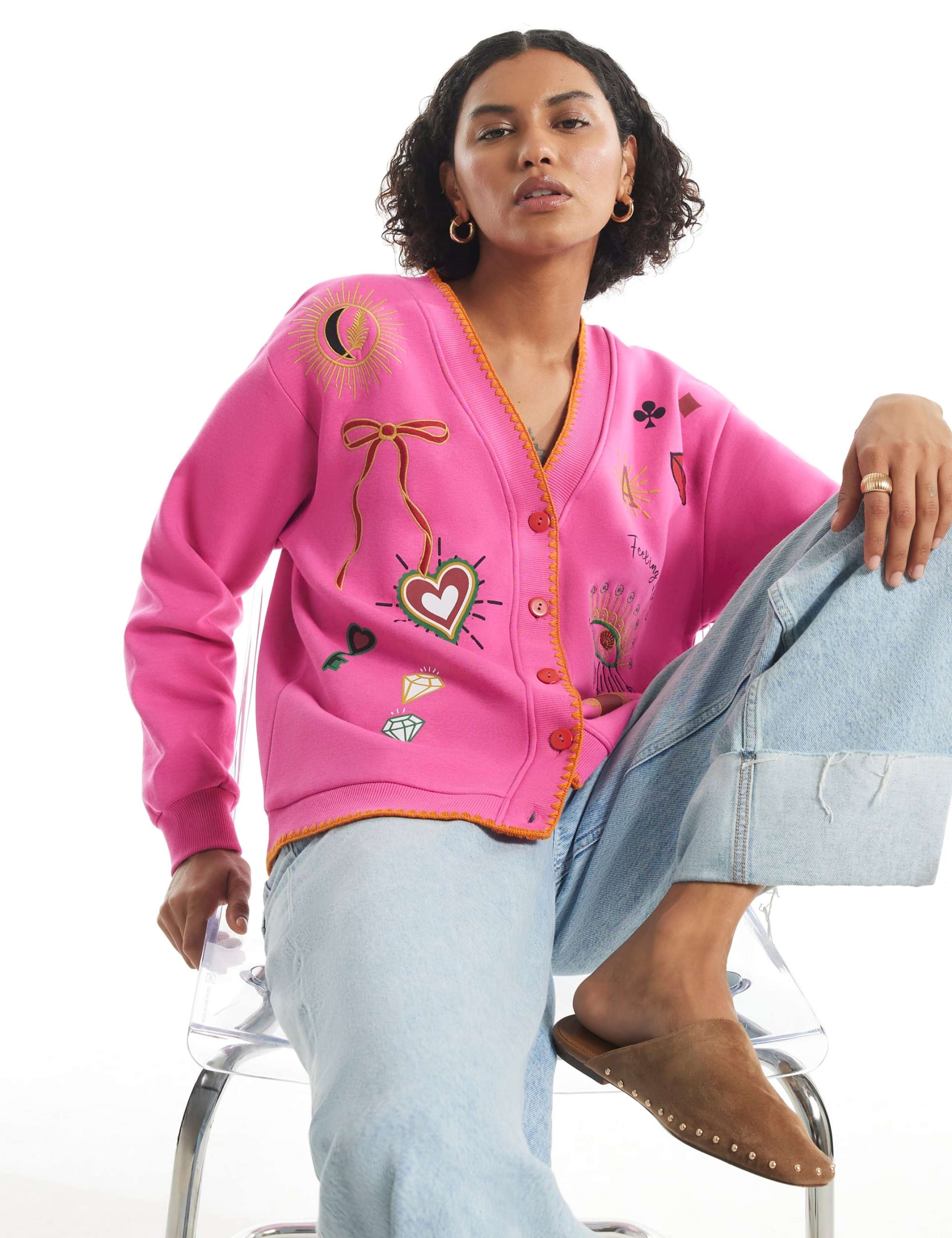 Pure Cotton Embroidered V-Neck Cardigan 3 of 6