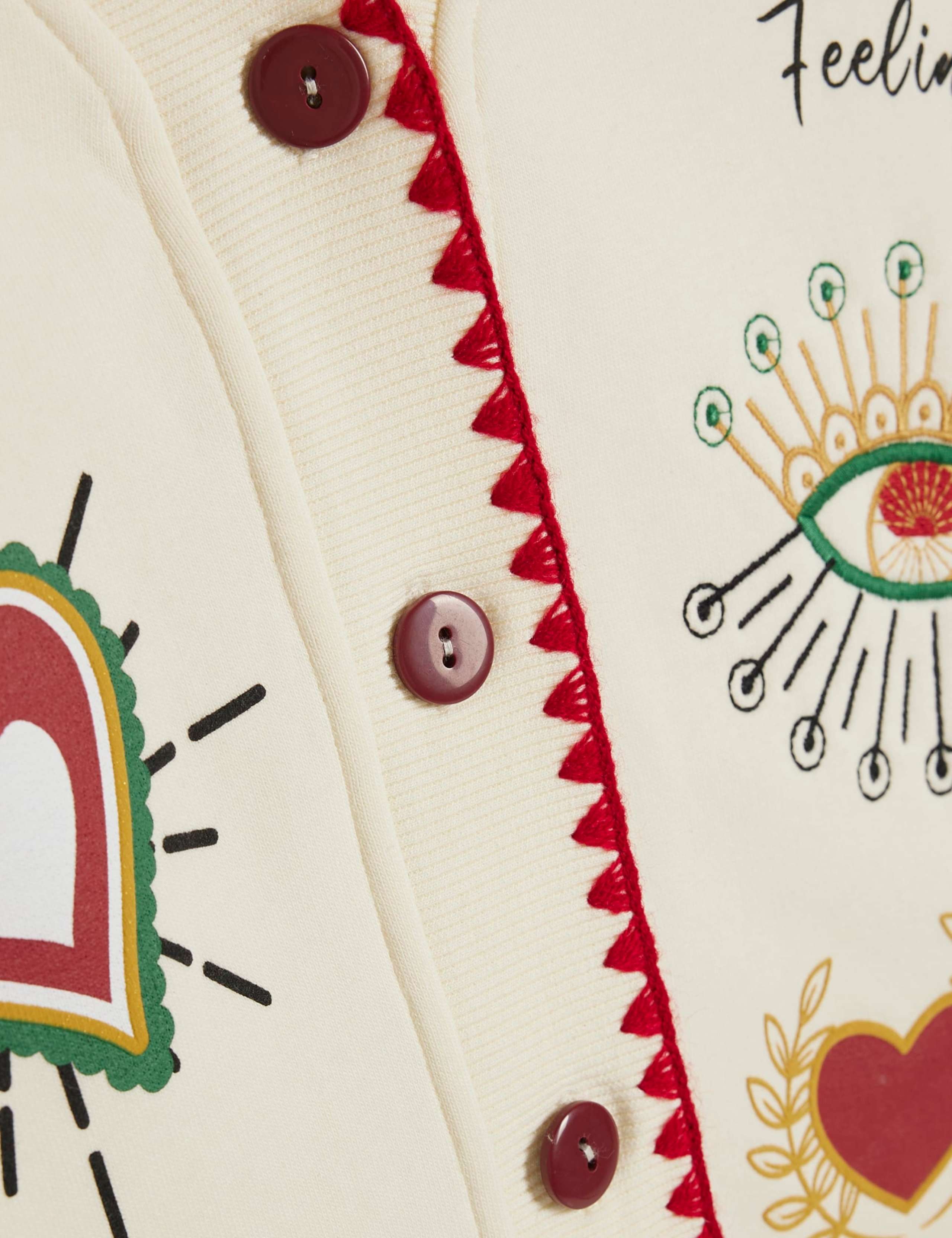 Quirky Embroidered Sweatshirt Cardigan 2 of 6