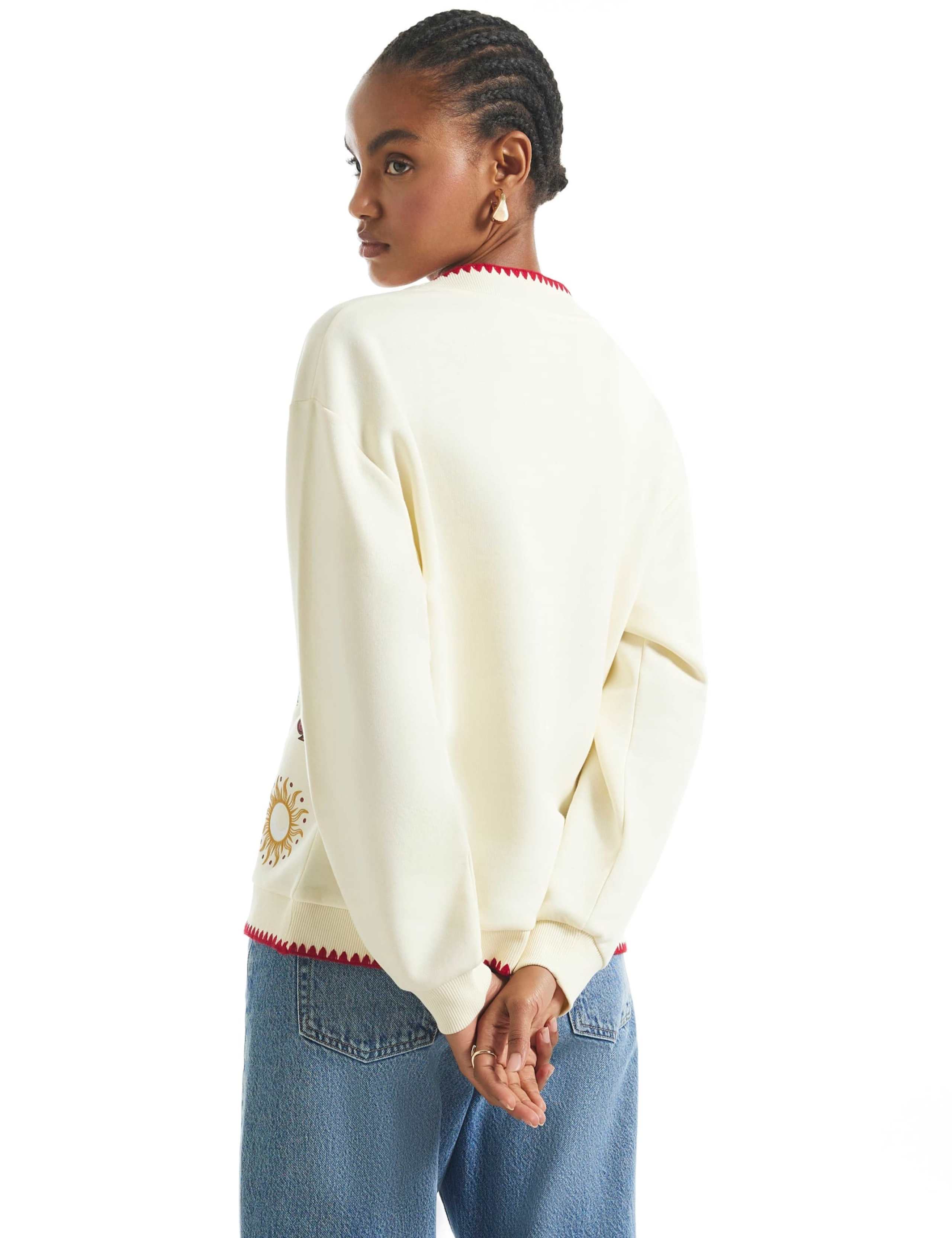 Quirky Embroidered Sweatshirt Cardigan 3 of 6