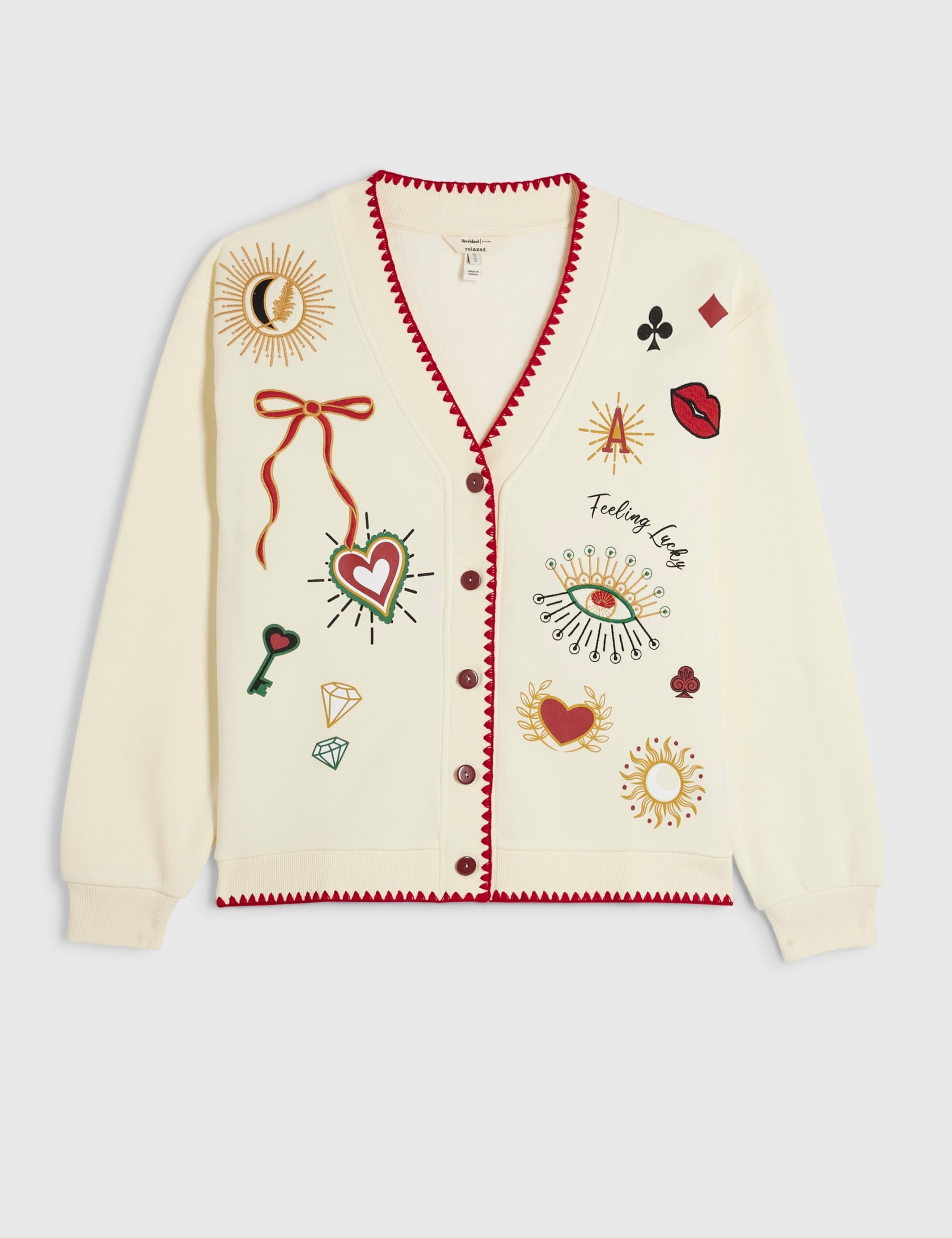 Quirky Embroidered Sweatshirt Cardigan 5 of 6