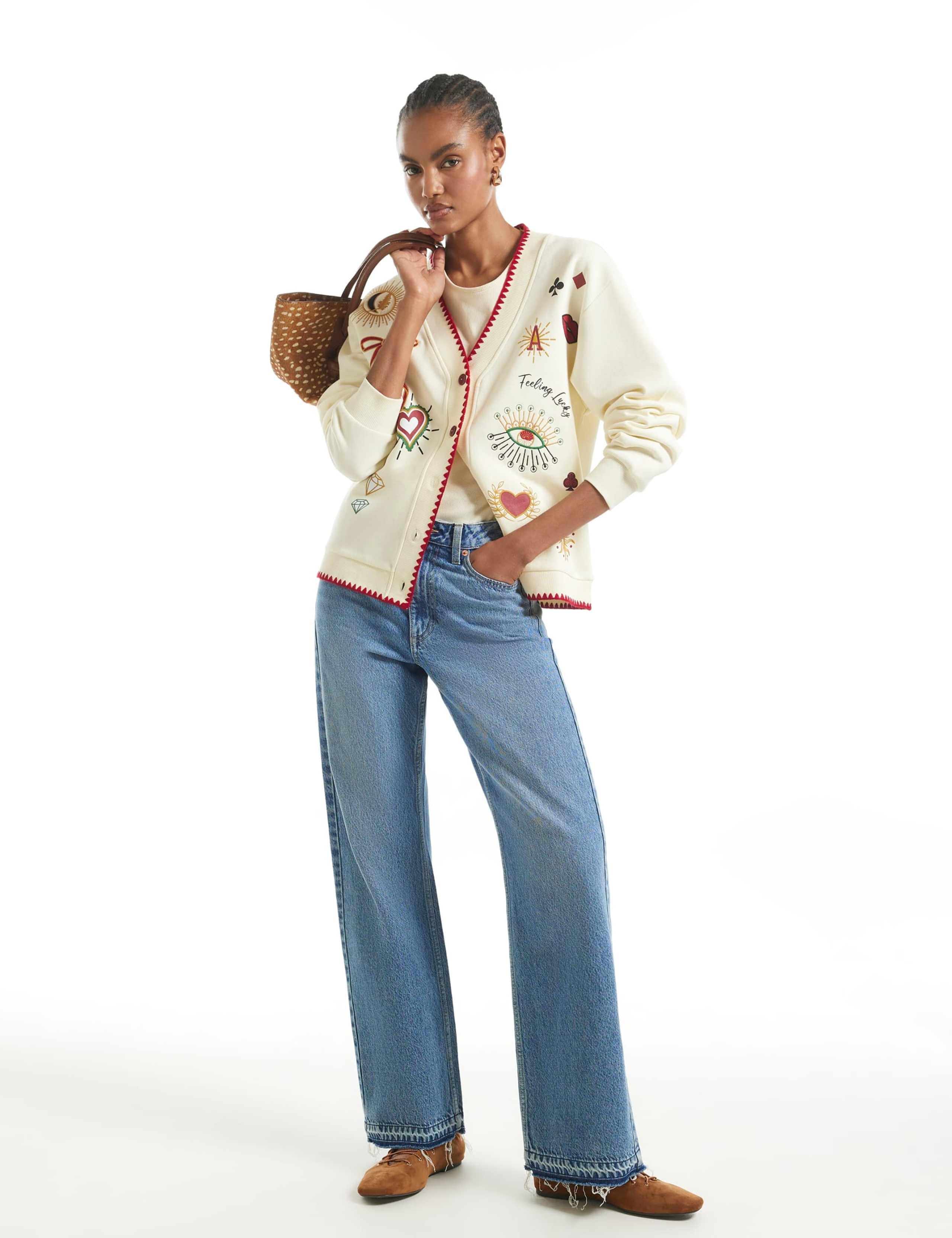 Quirky Embroidered Sweatshirt Cardigan 6 of 6