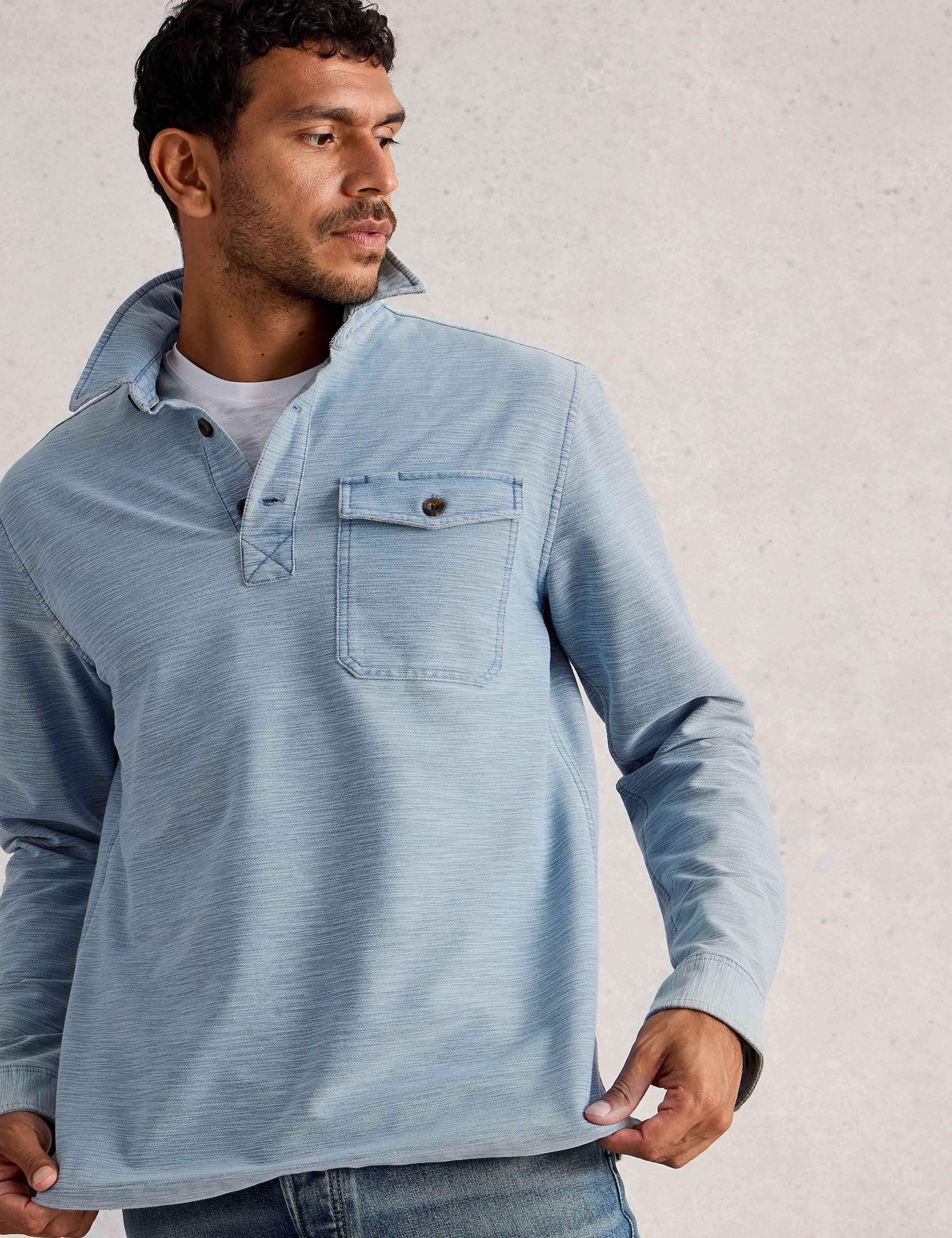 Pure Cotton Long Sleeve Polo Shirt 4 of 6