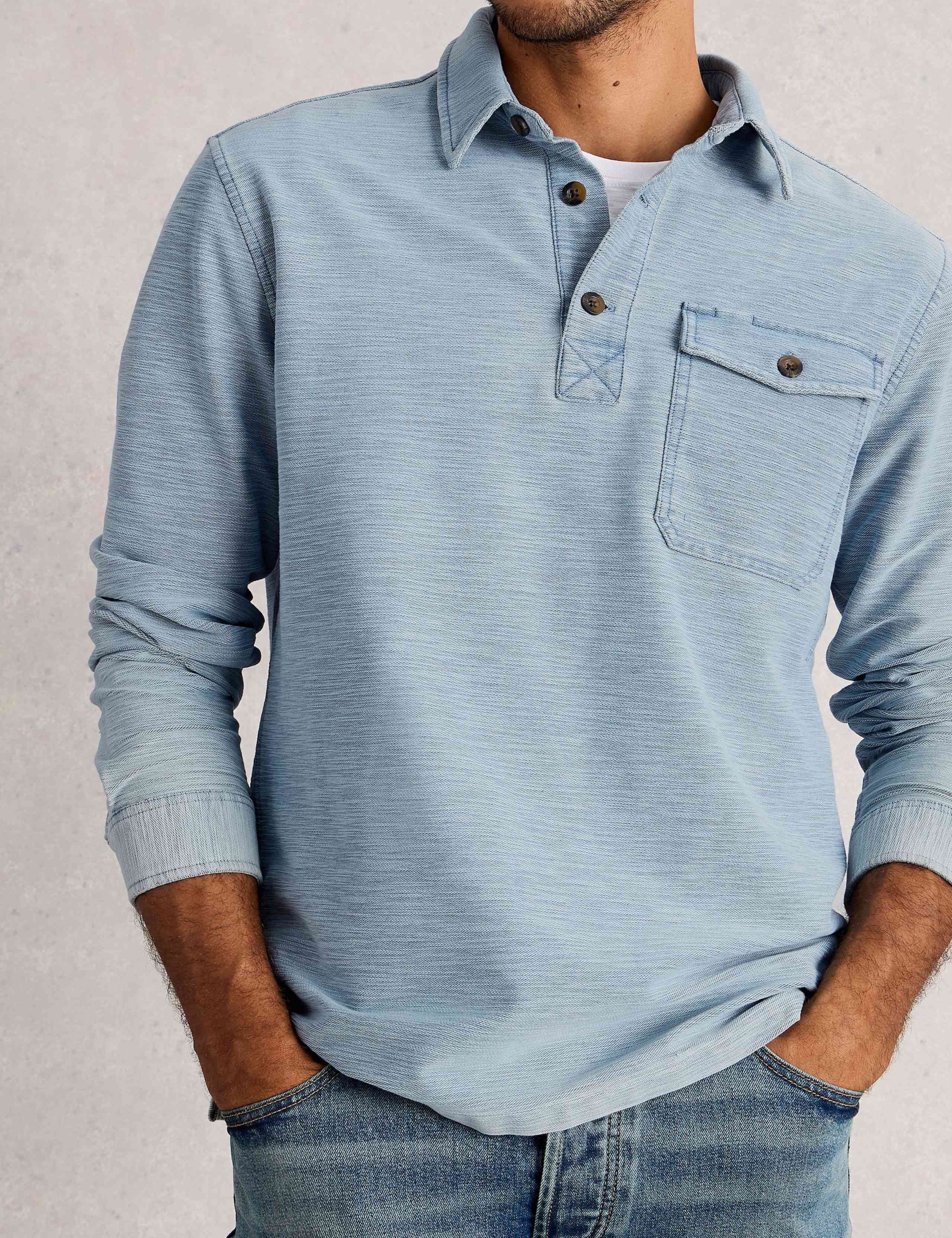 Pure Cotton Long Sleeve Polo Shirt 5 of 6