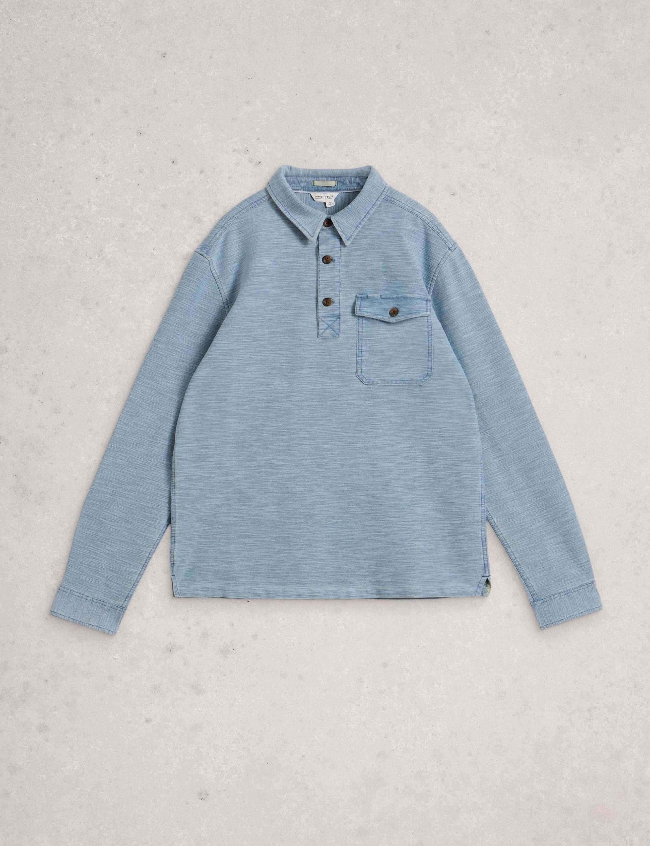 Pure Cotton Long Sleeve Polo Shirt 2 of 6