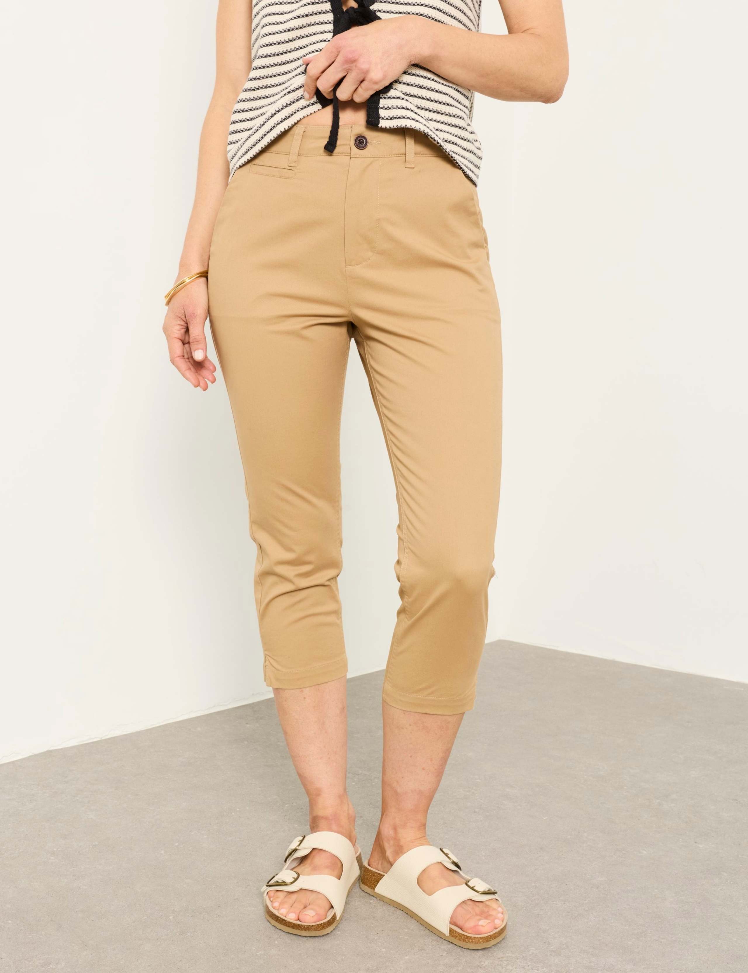Cotton Rich Slim Fit Cropped Trousers 1 of 6
