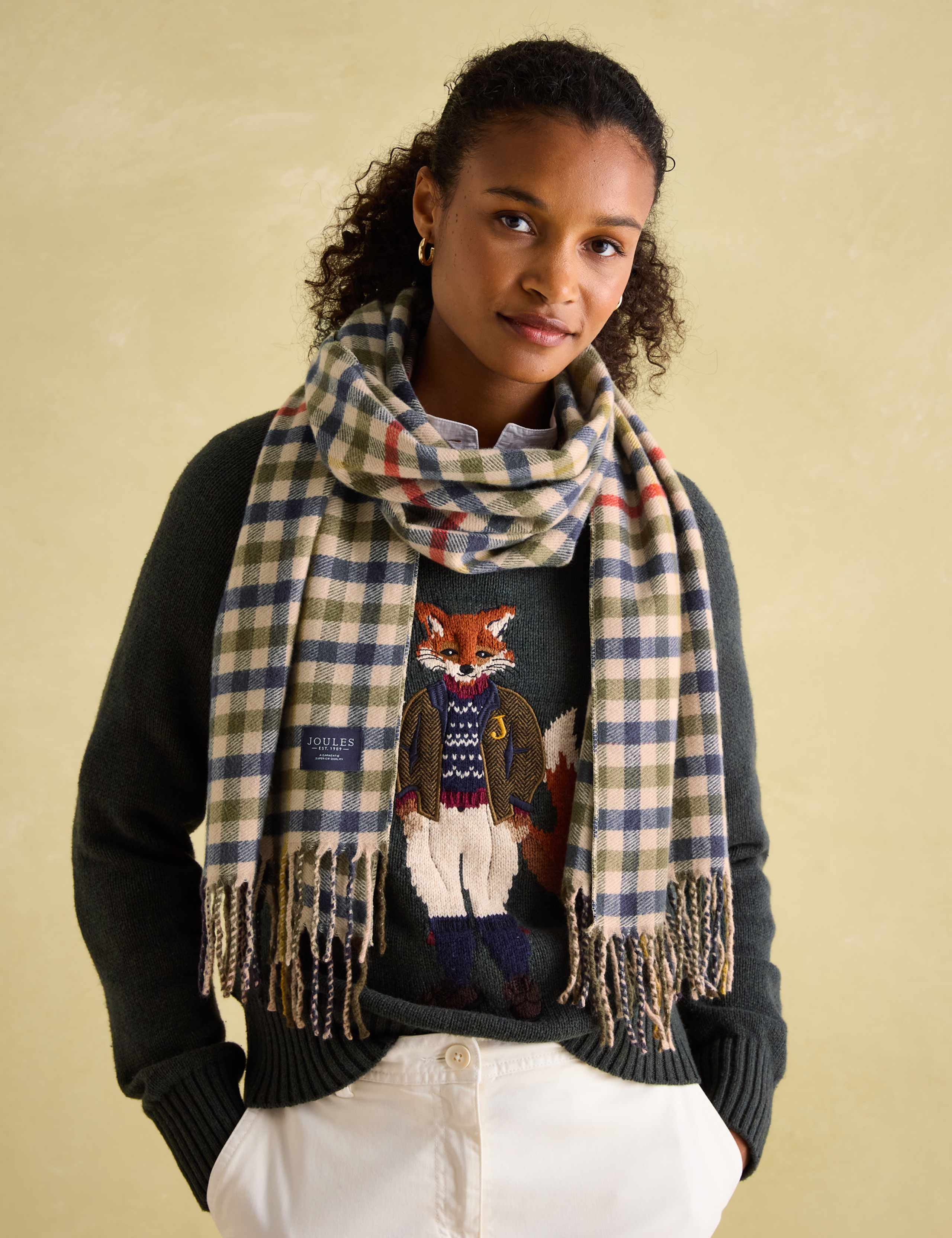 Checked Tassel Scarf 1 of 2