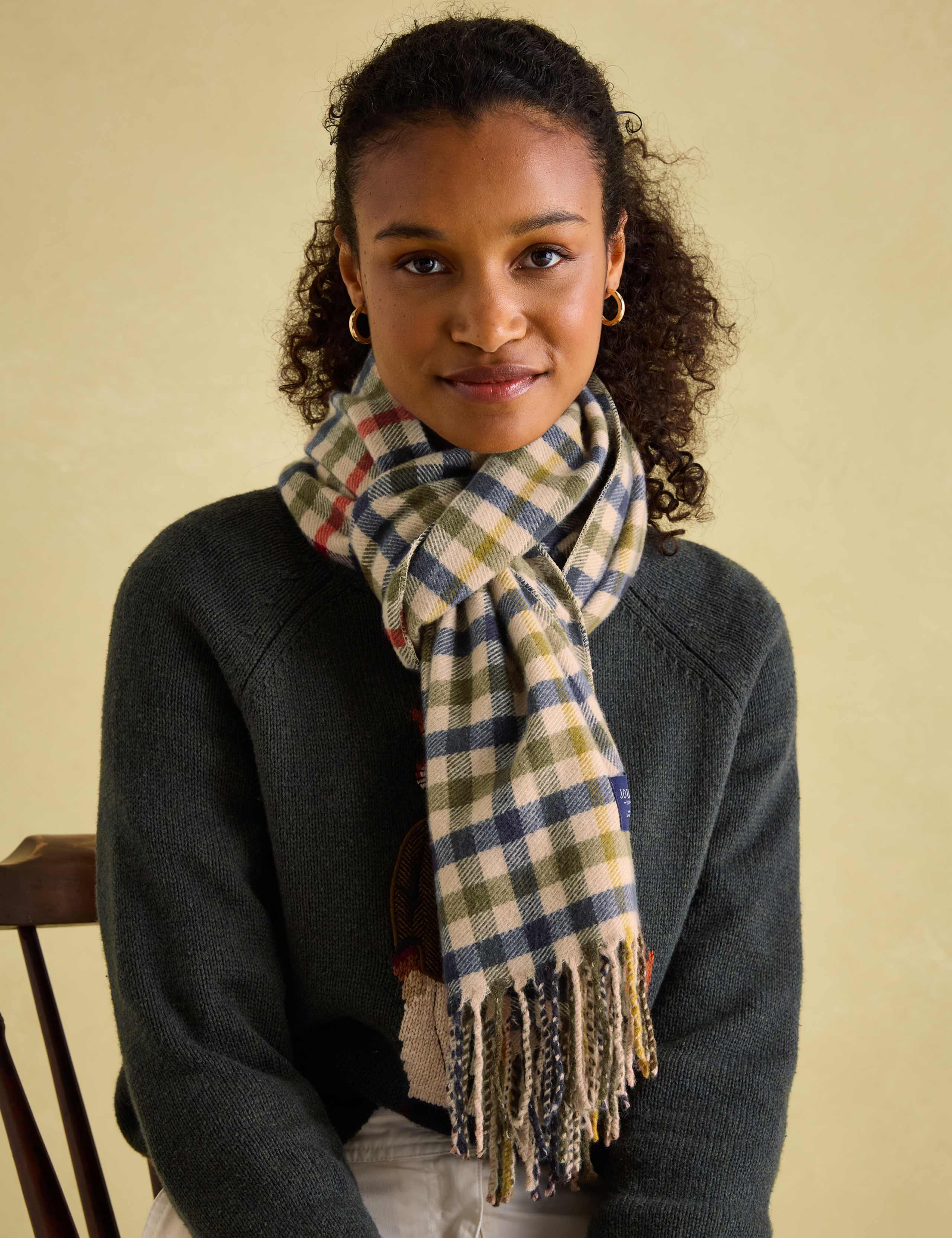 Checked Tassel Scarf 2 of 2