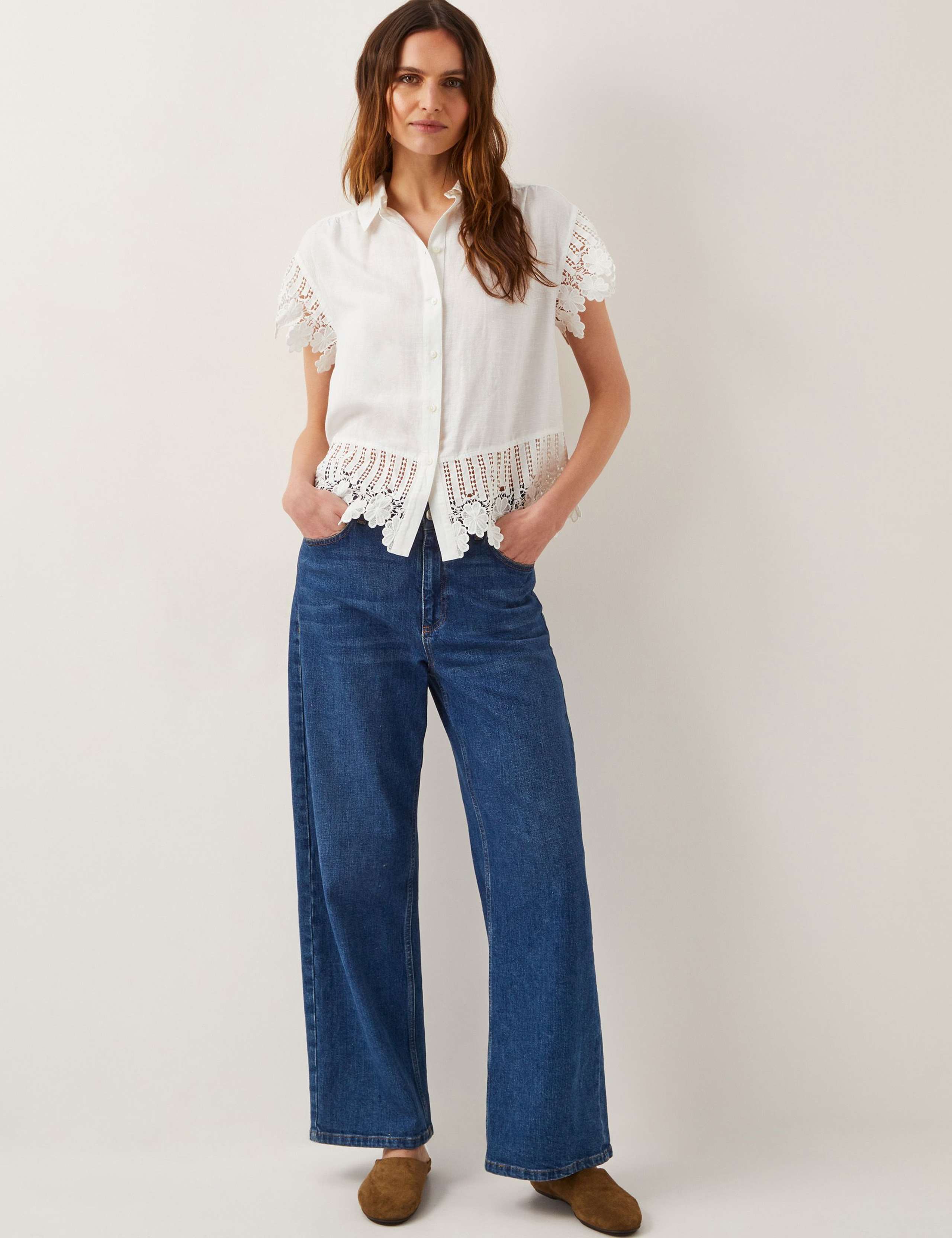 Linen Blend Embroidered Button Through Shirt 5 of 5
