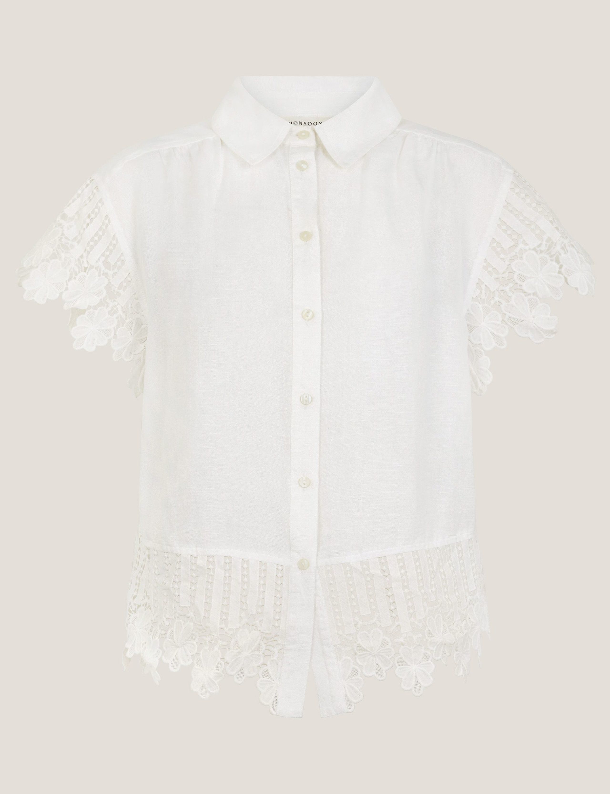 Linen Blend Embroidered Button Through Shirt 2 of 5