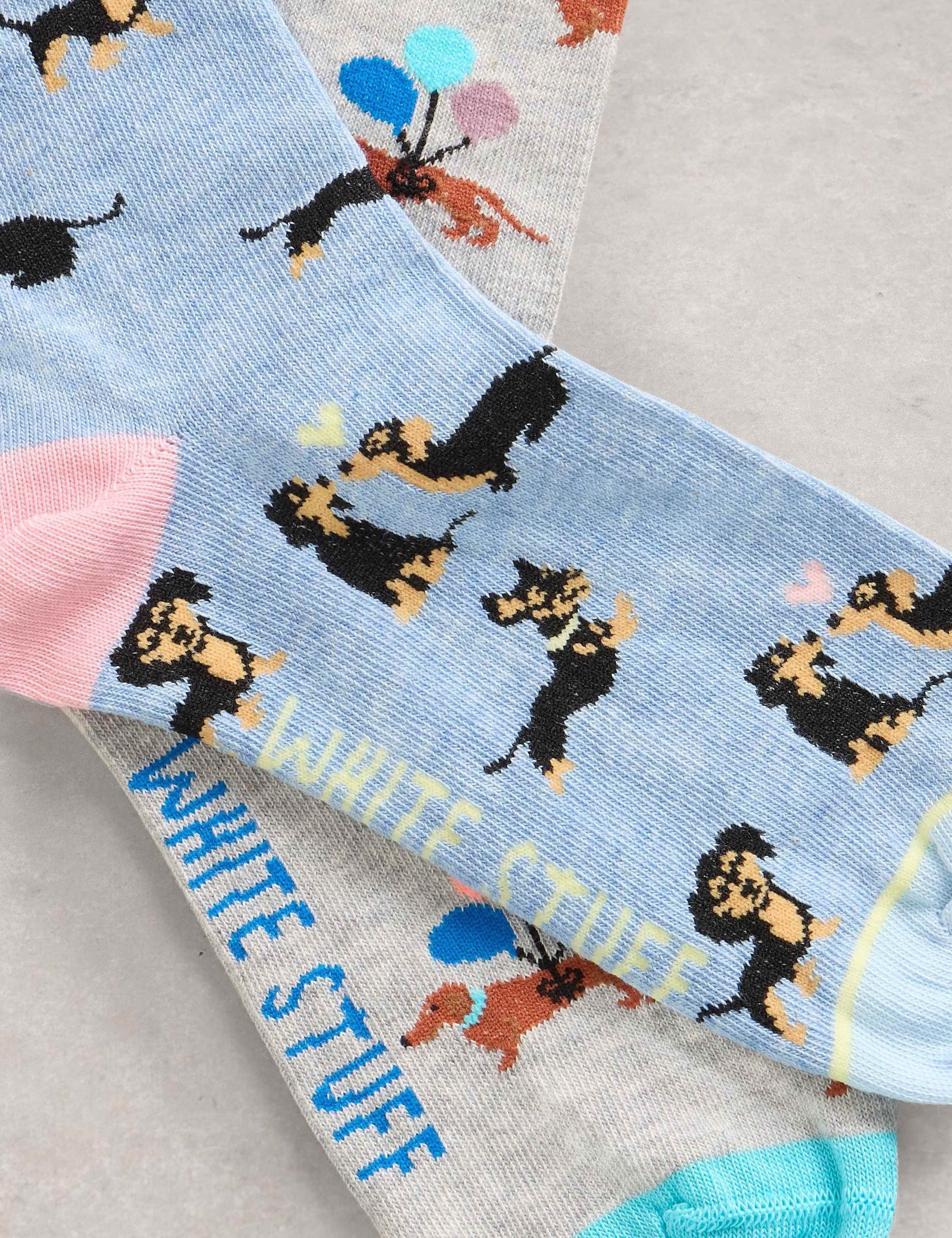 2pk Cotton Blend Sausage Dog Ankle Socks 2 of 2