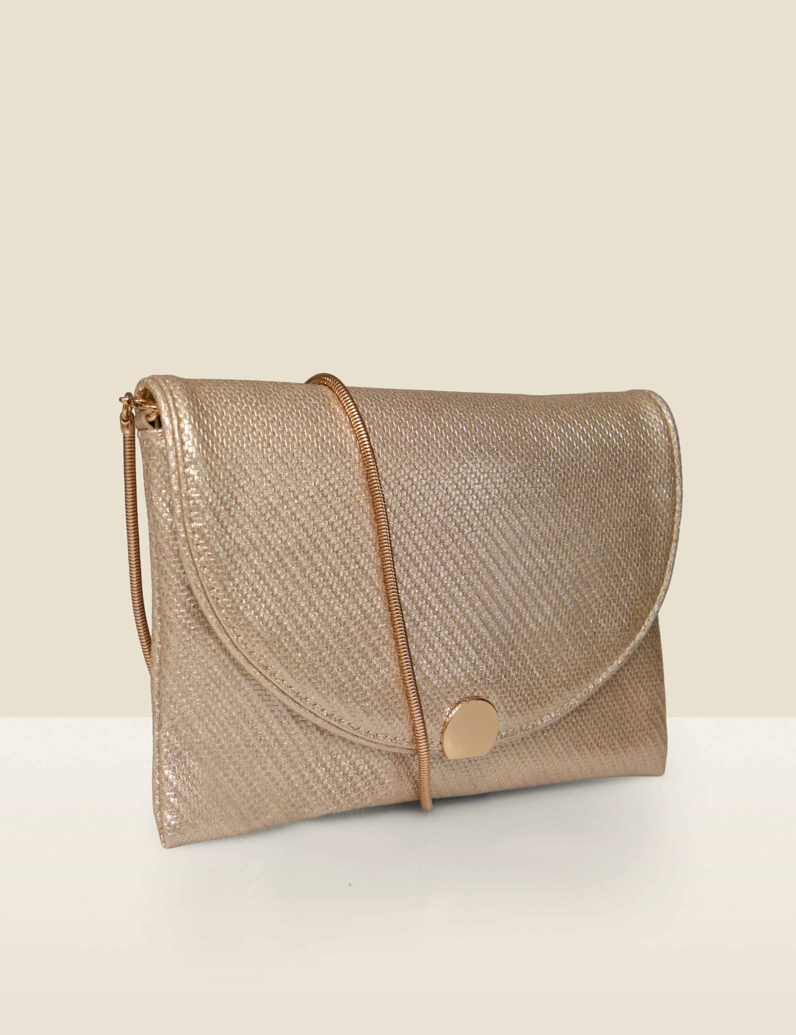 Metallic Textured Chain Strap Clutch Bag 2 of 5