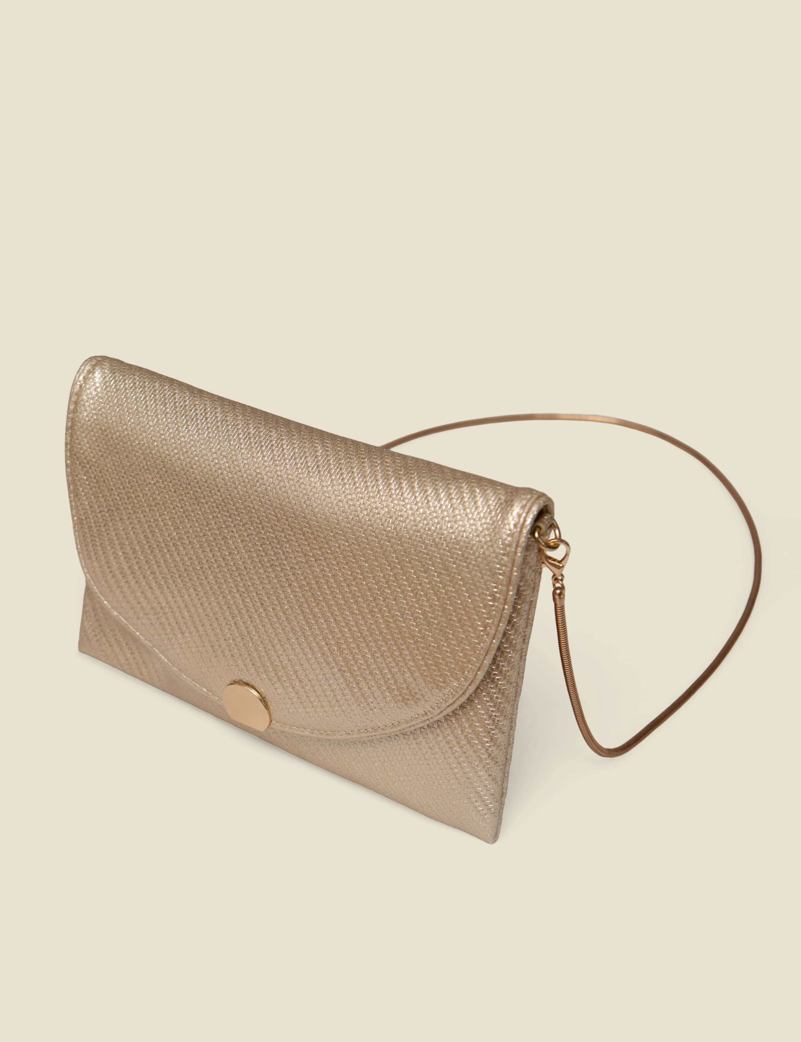 Metallic Textured Chain Strap Clutch Bag 3 of 5