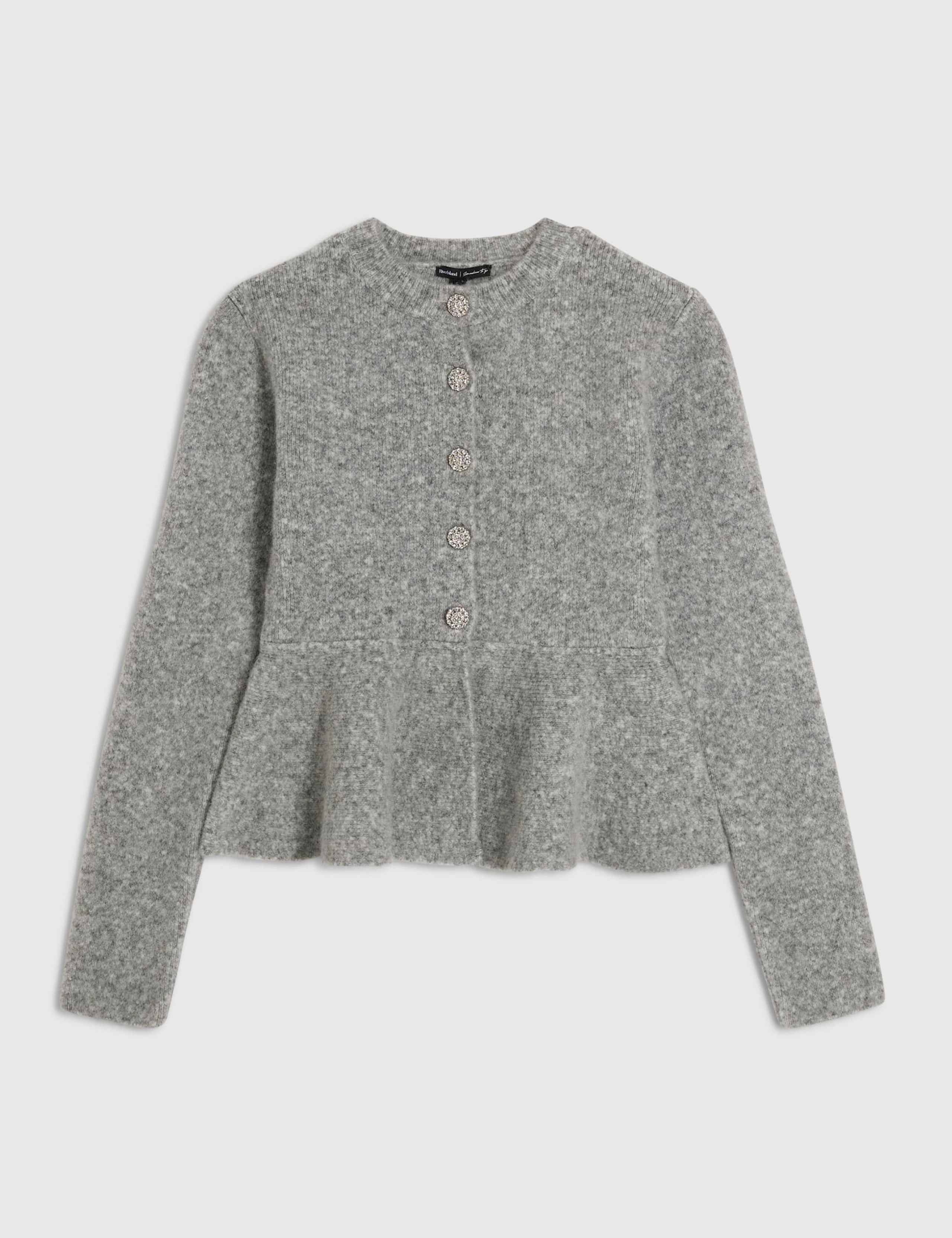 Peplum Knitted Button Front Cardigan 3 of 6