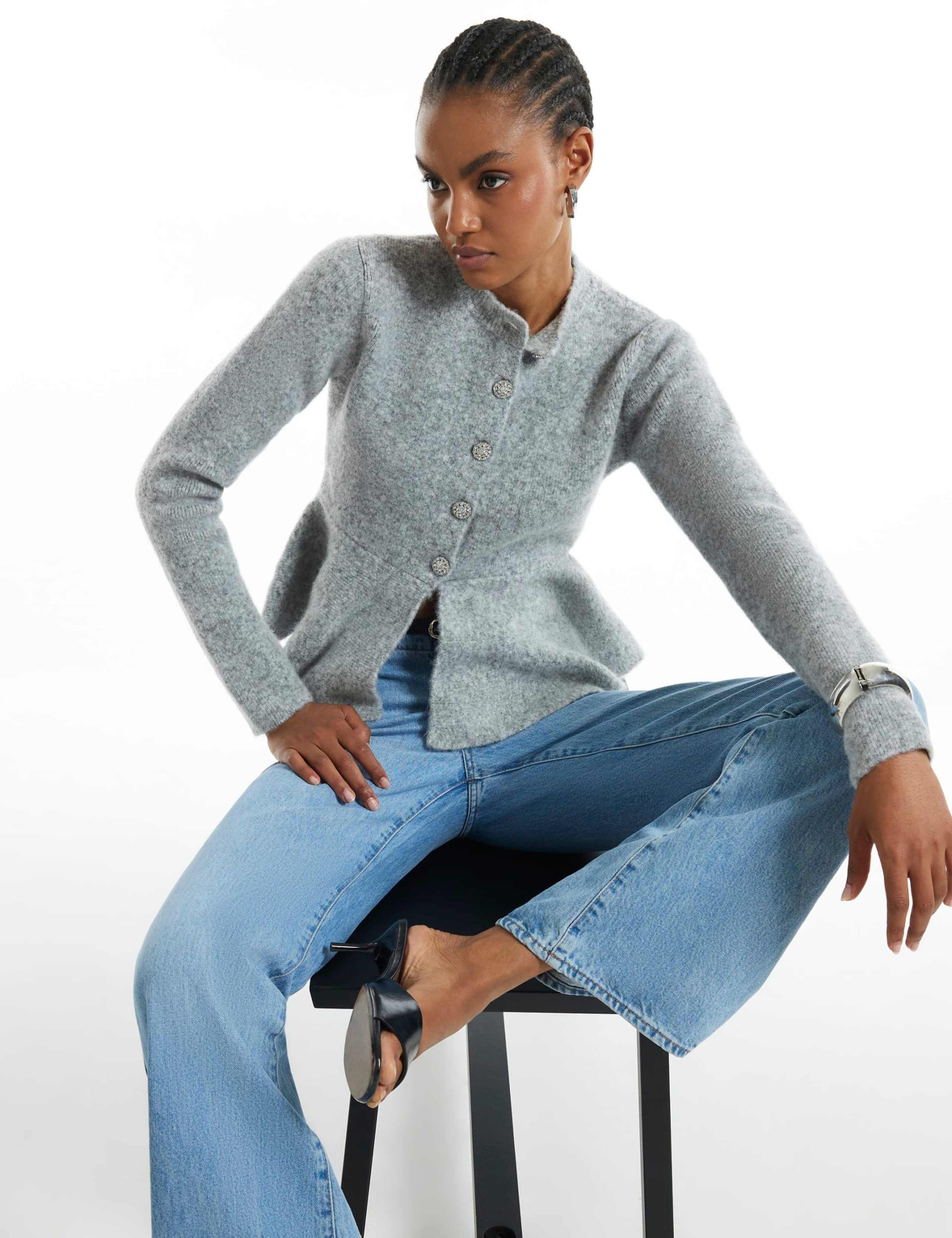 Peplum Knitted Button Front Cardigan 4 of 6