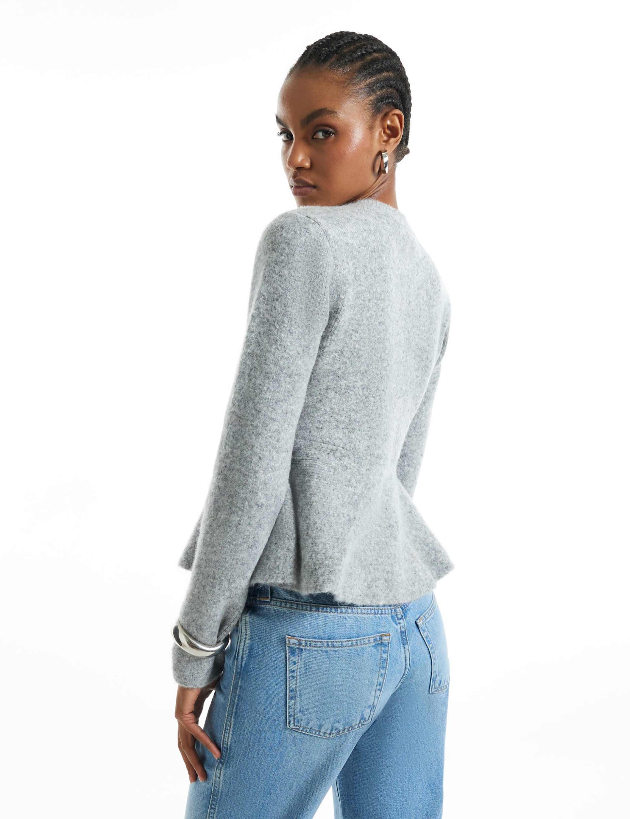 Peplum Knitted Button Front Cardigan 5 of 6