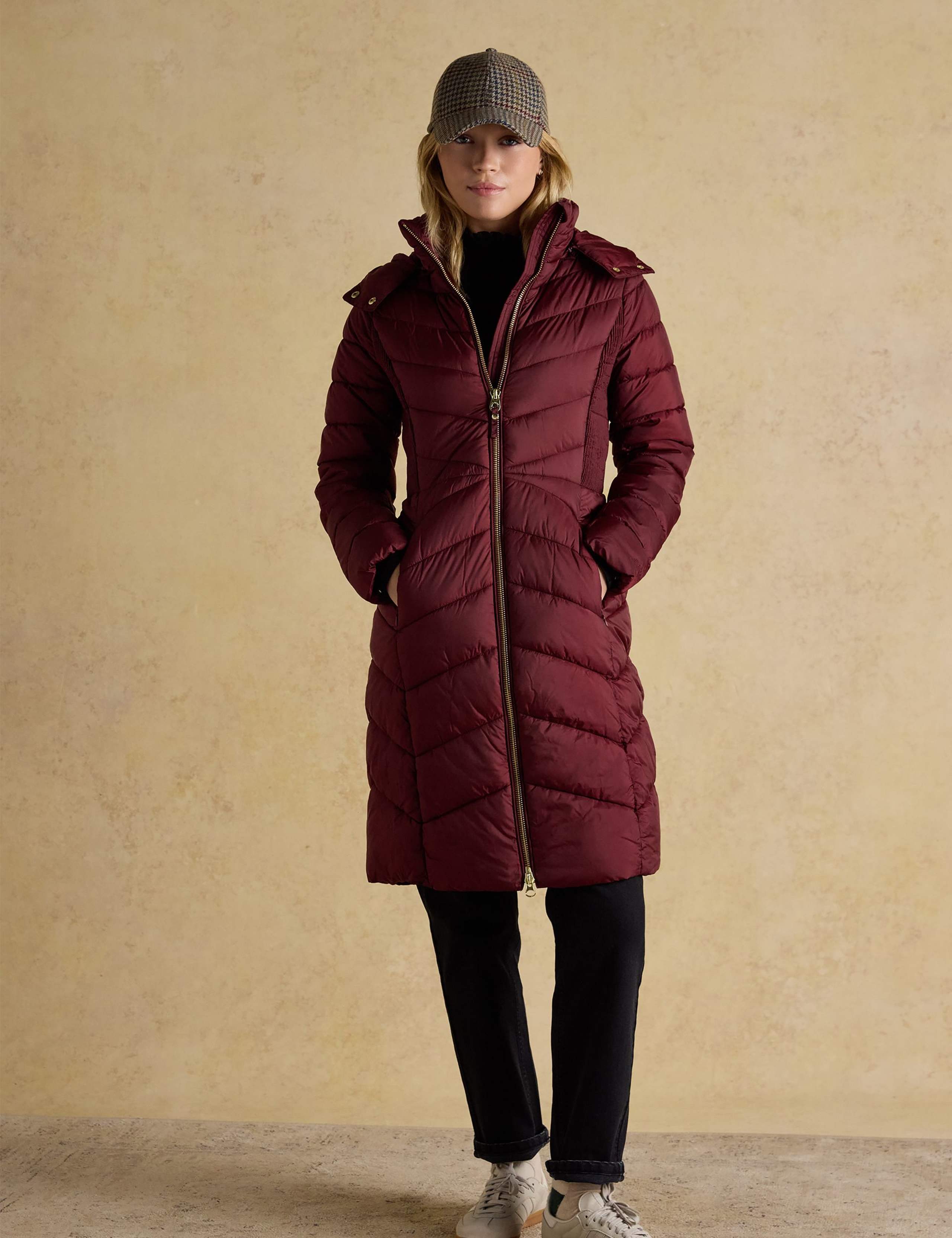 Padded Hooded High Neck Longline Coat 1 of 5