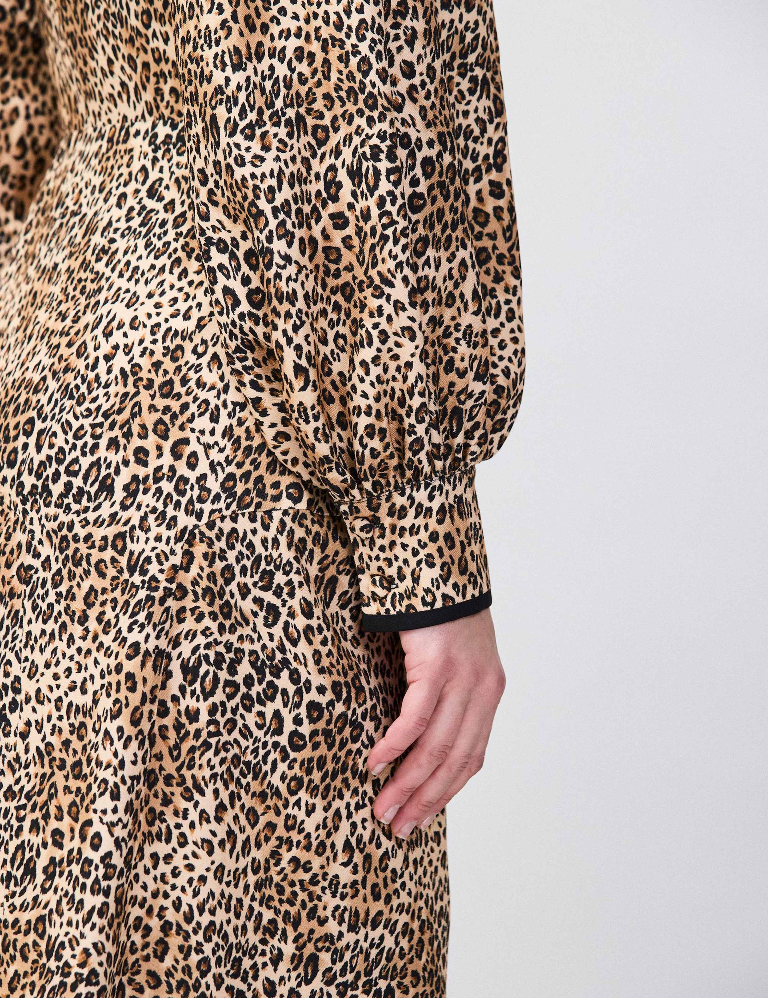 Leopard Print Collared Midaxi Shirt Dress 7 of 7