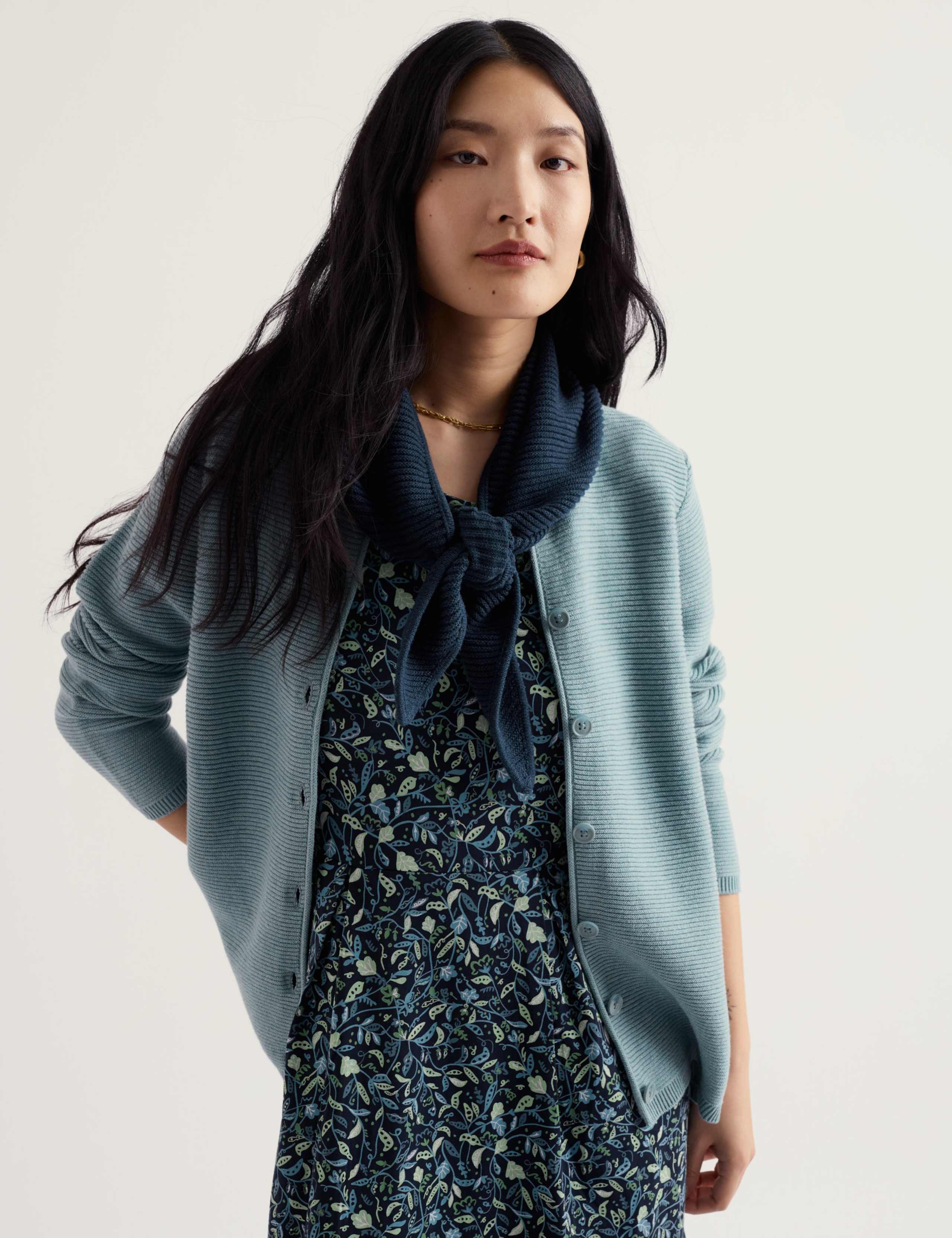 Pure Cotton Textured Crew Neck Cardigan 3 of 5