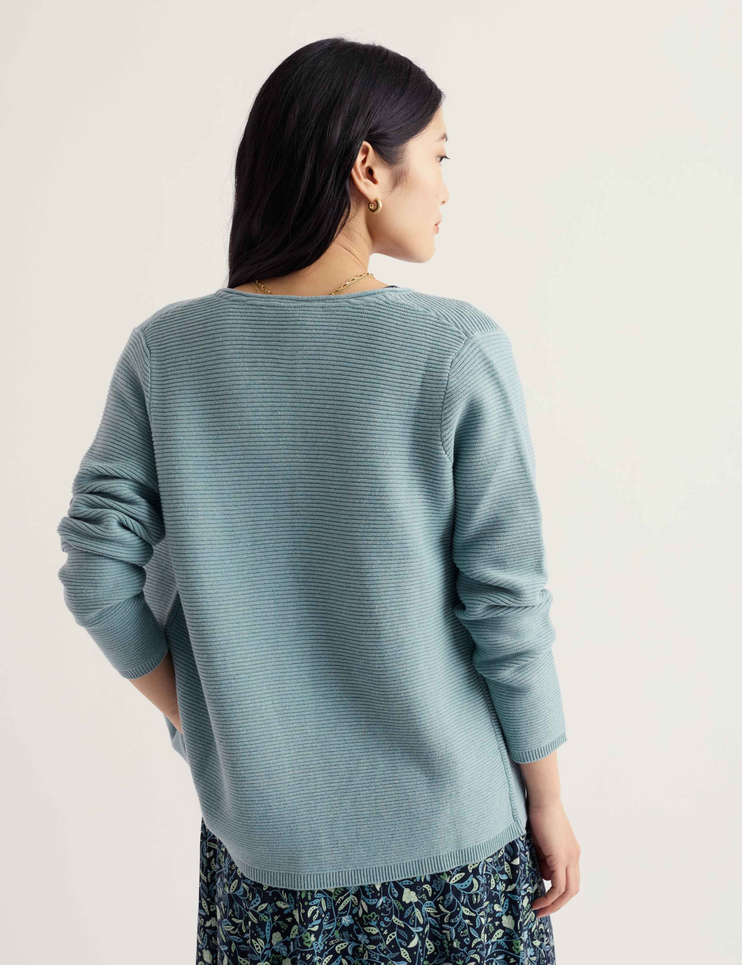 Pure Cotton Textured Crew Neck Cardigan 4 of 5