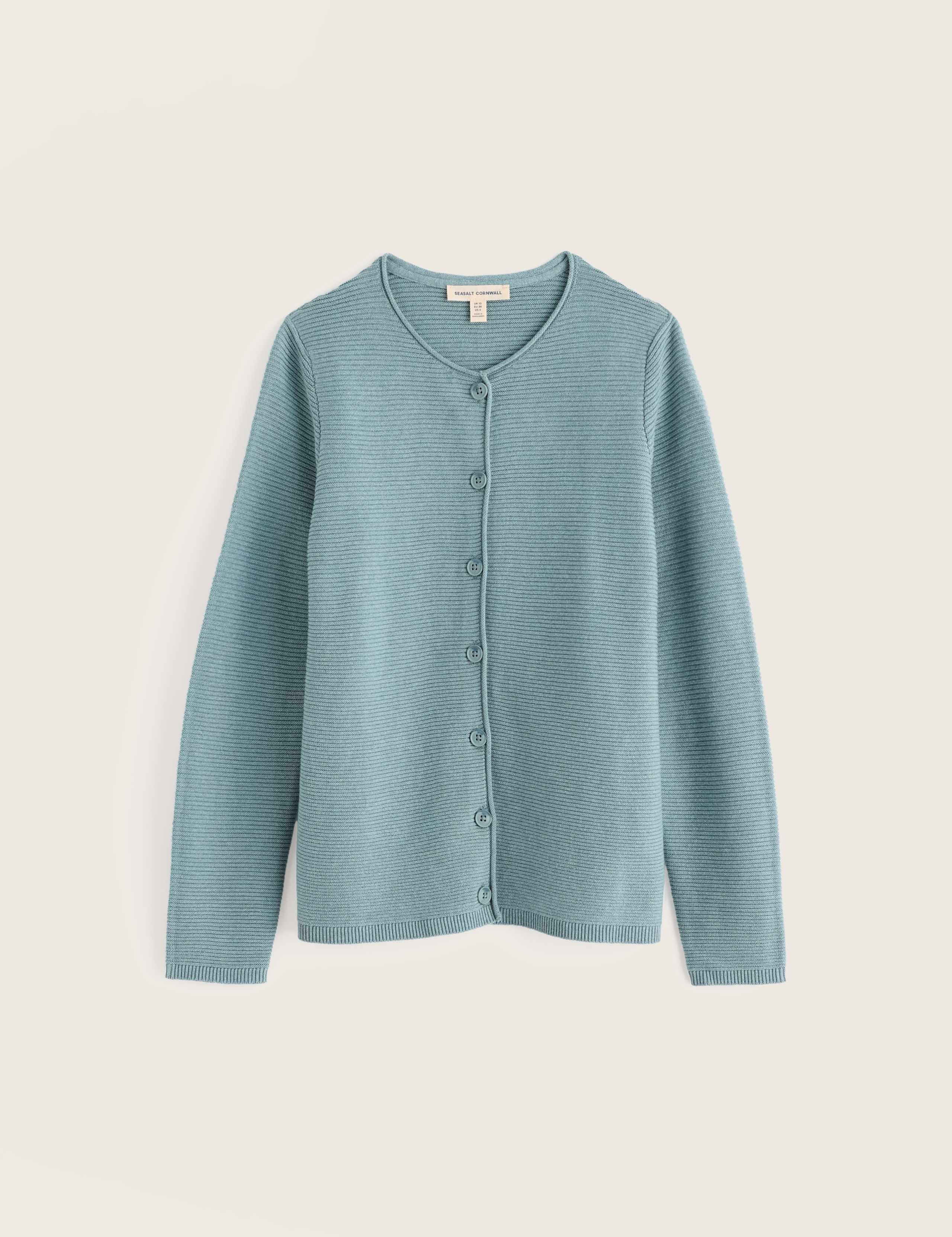Pure Cotton Textured Crew Neck Cardigan 2 of 5
