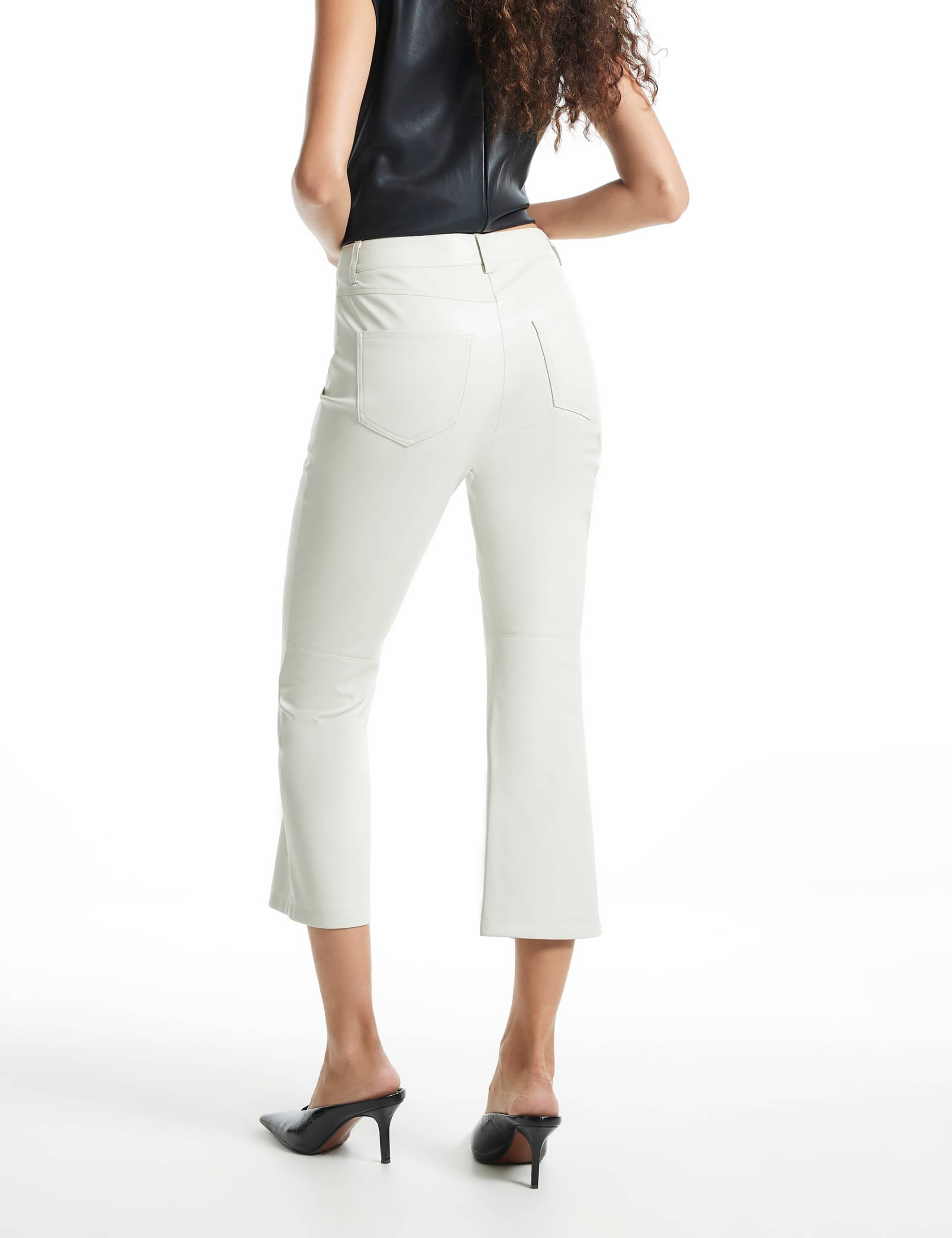 Leather Look Flared Cropped Trousers 3 of 4
