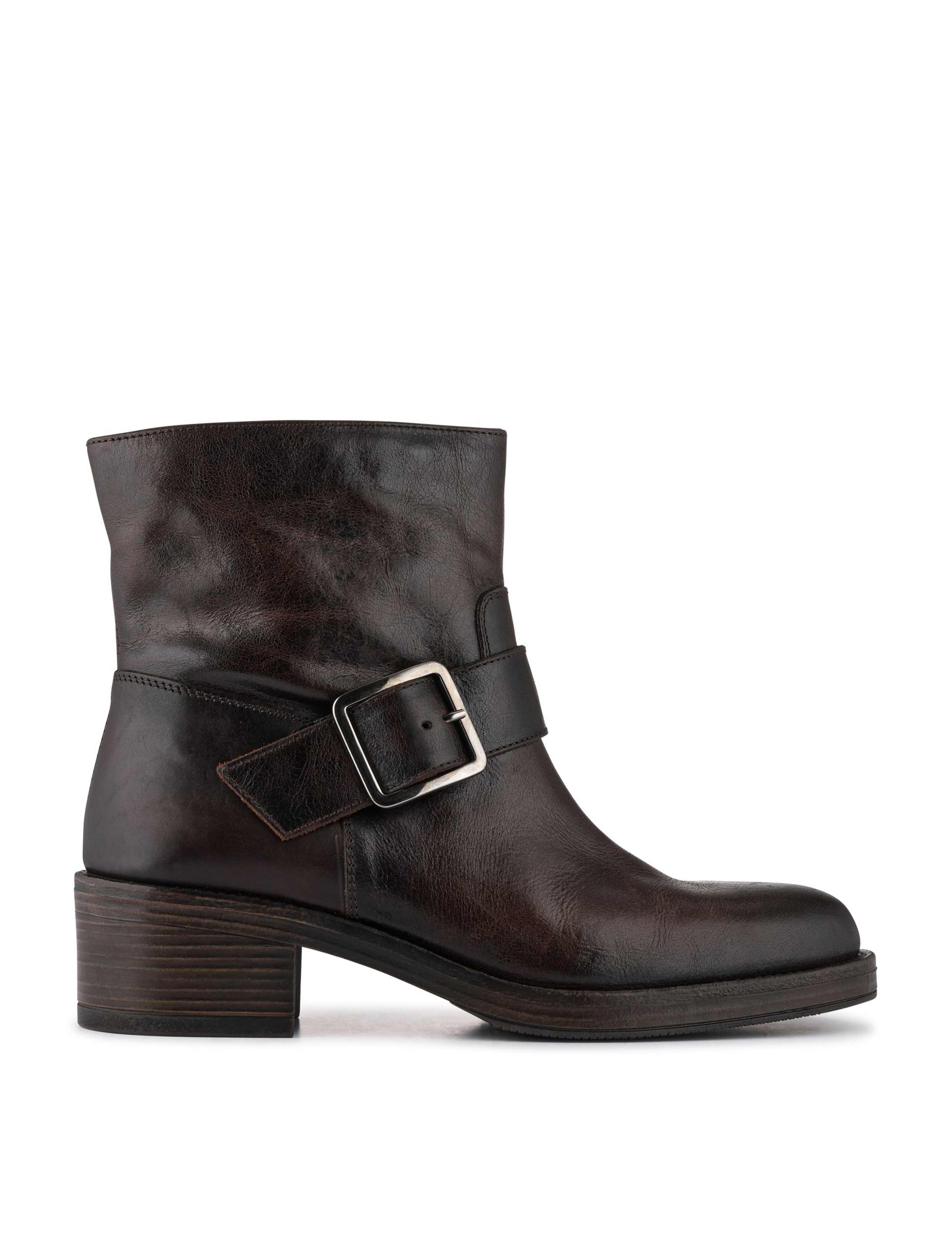 Leather Buckle Detail Ankle Boots 2 of 7