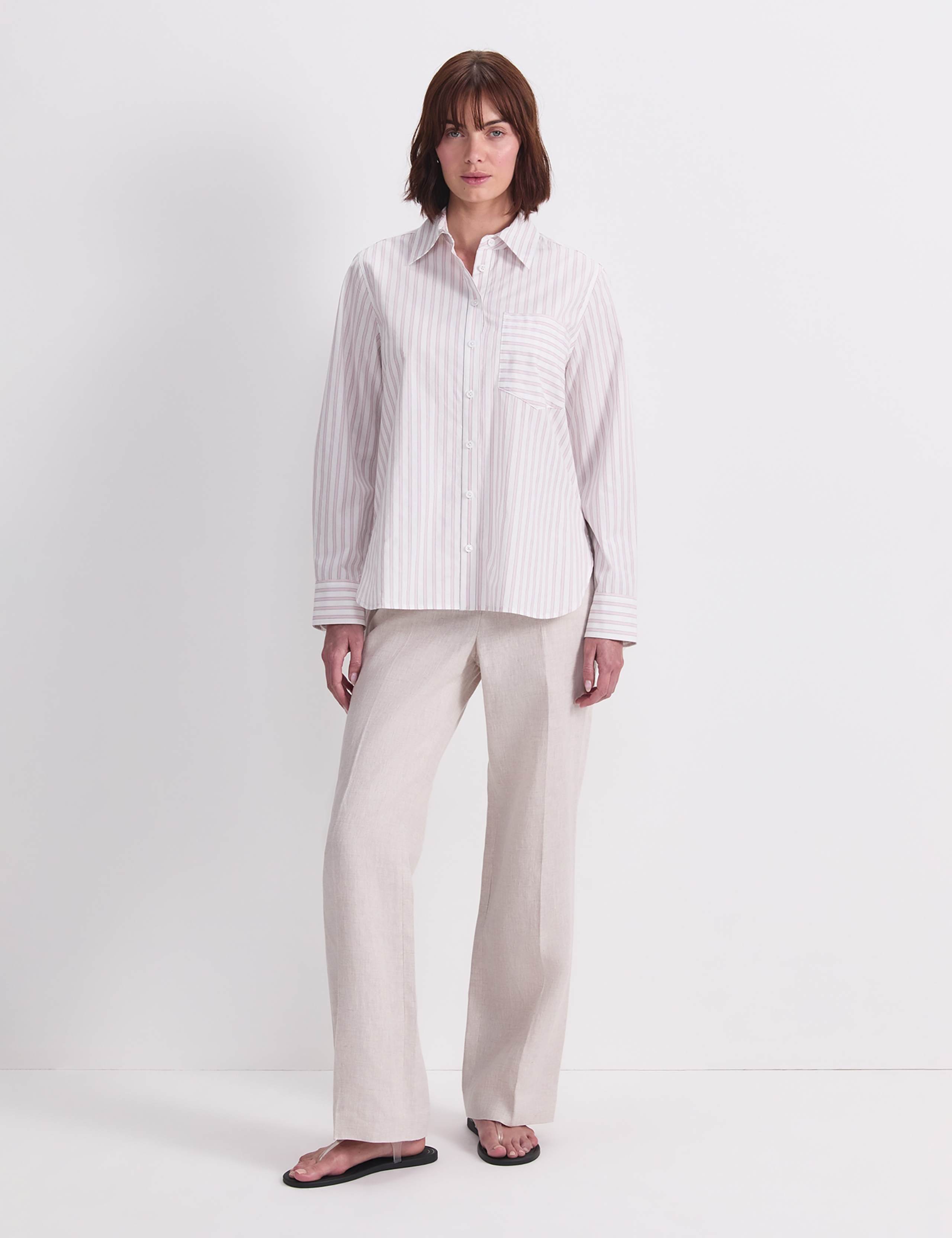 Pure Cotton Striped Collared Shirt 2 of 7