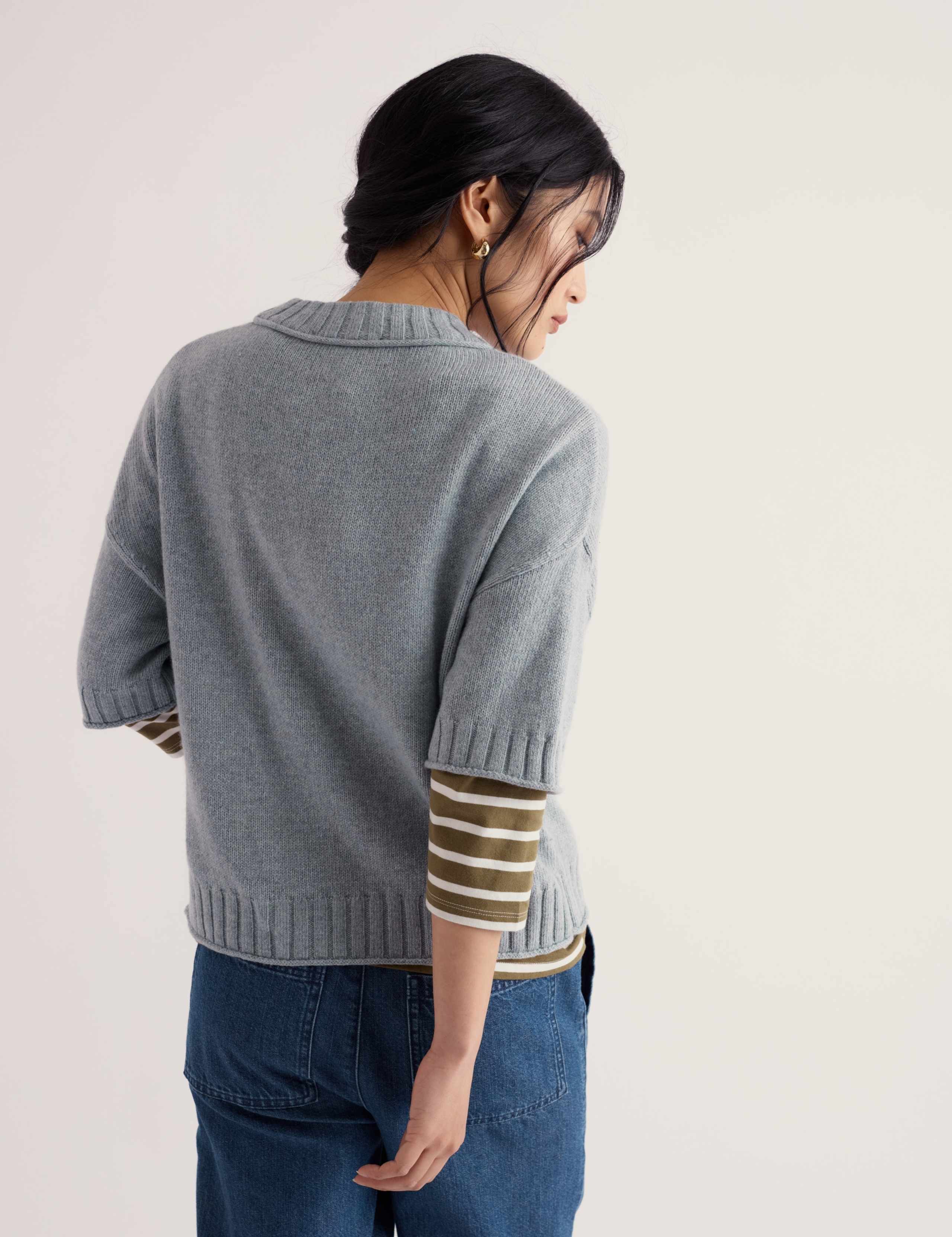 Cotton Blend Relaxed Jumper with Merino Wool 3 of 6