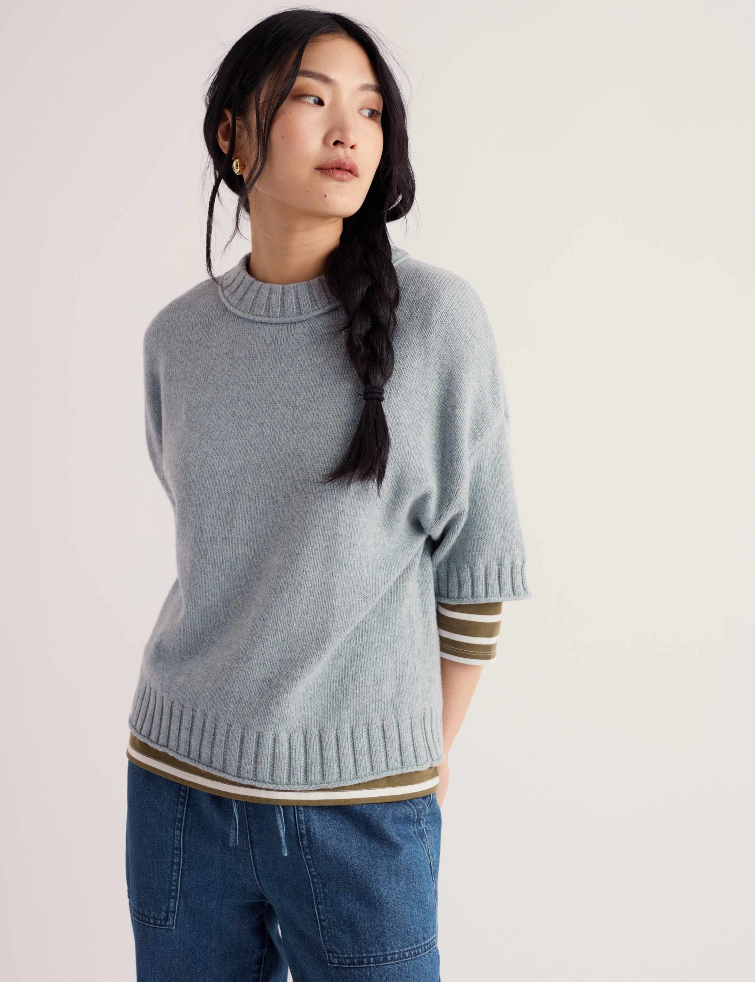 Cotton Blend Relaxed Jumper with Merino Wool 6 of 6