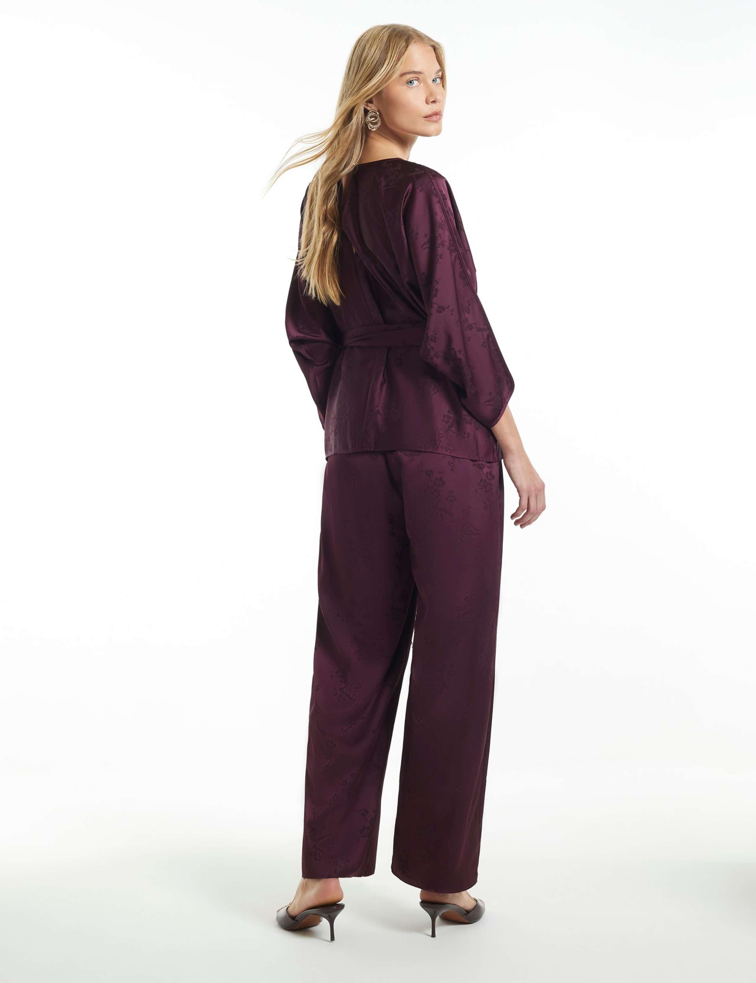 Satin Jacquard Wide Leg Trousers 2 of 6