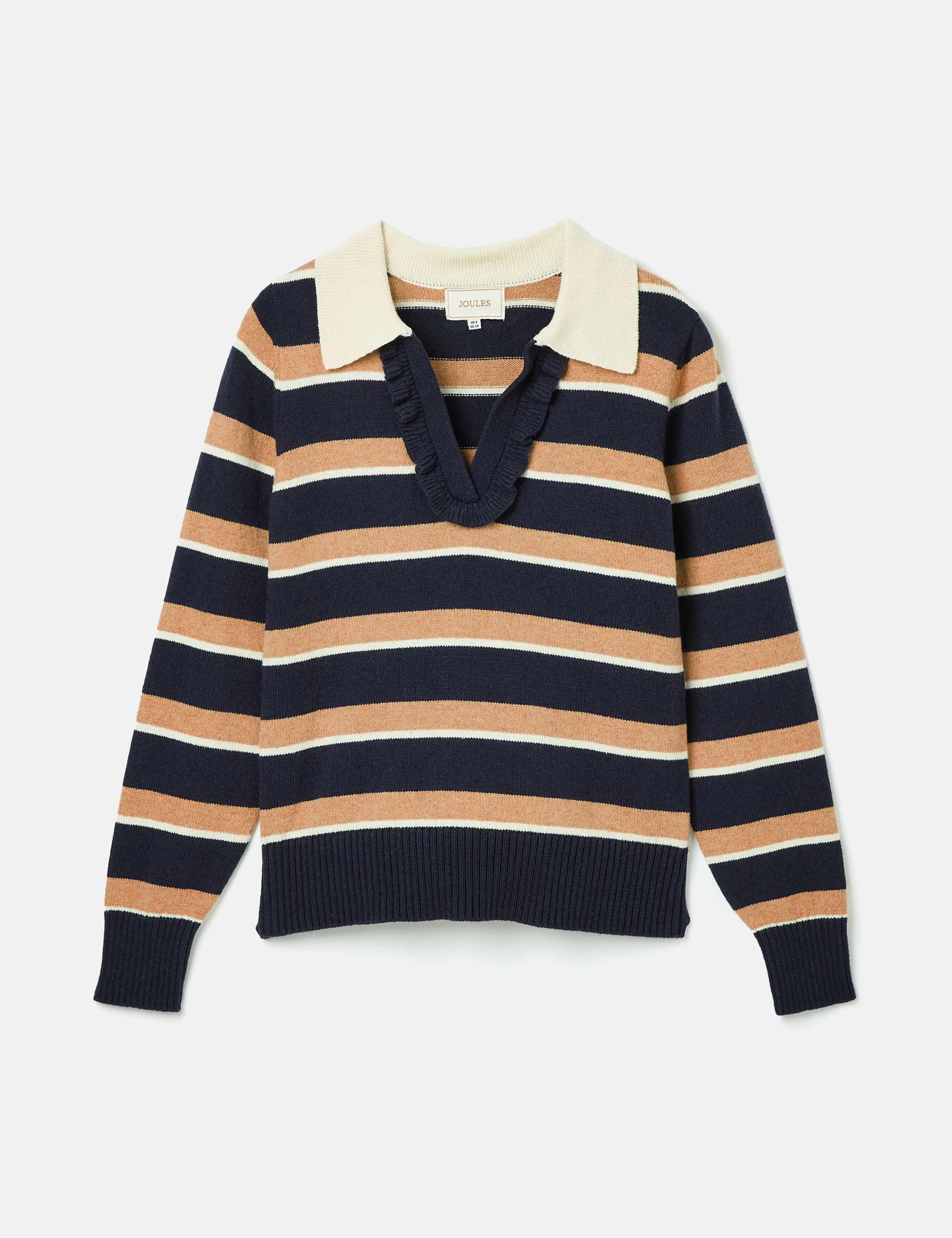 Striped Collared V-Neck Jumper with Wool 6 of 7