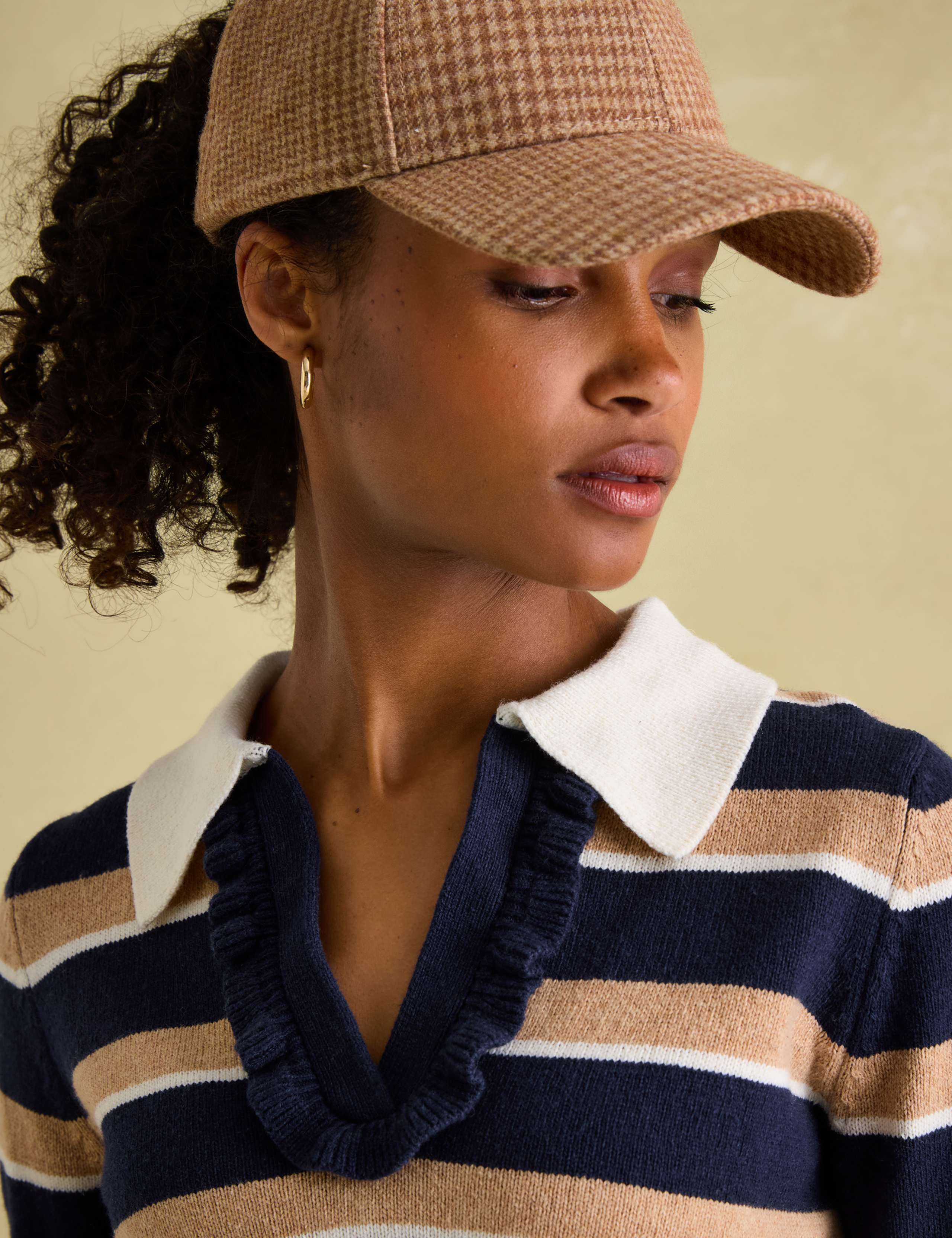 Striped Collared V-Neck Jumper with Wool 7 of 7