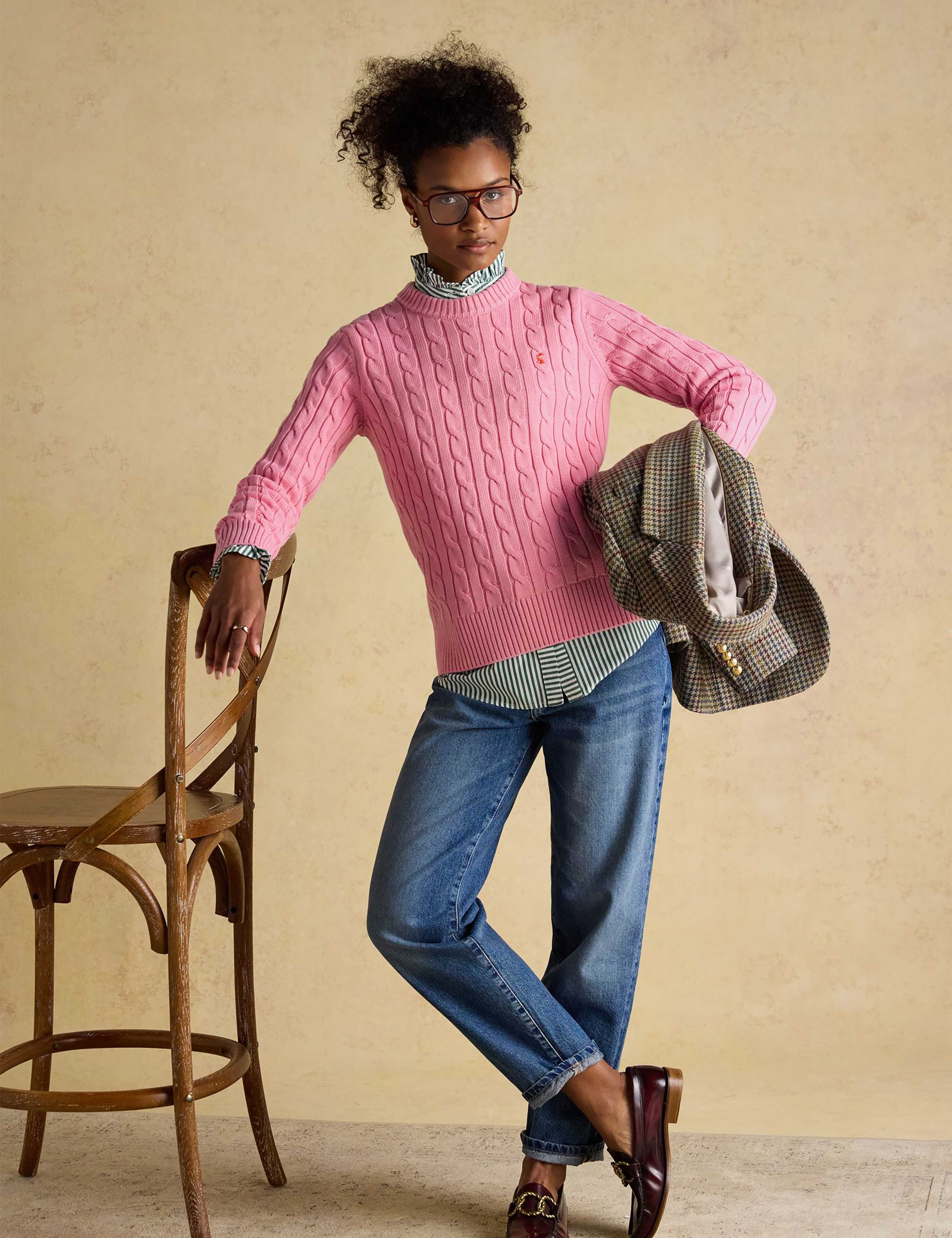 Pure Cotton Cable Knit Crew Neck Jumper 3 of 10