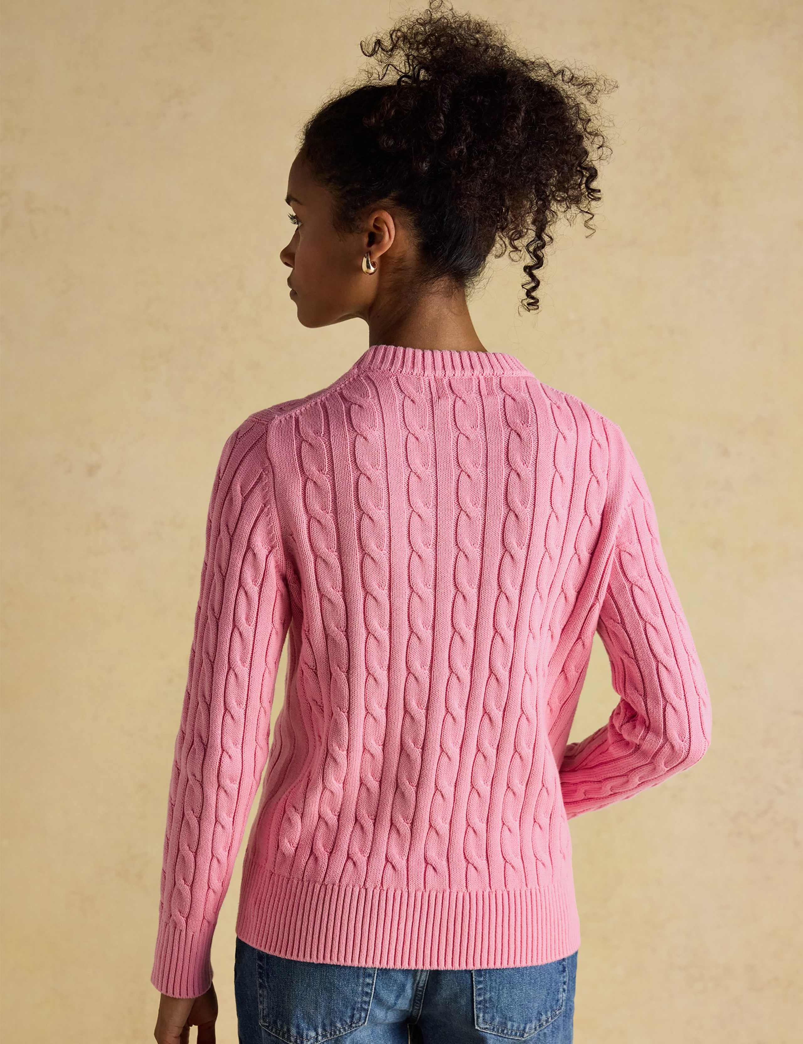 Pure Cotton Cable Knit Crew Neck Jumper 4 of 10