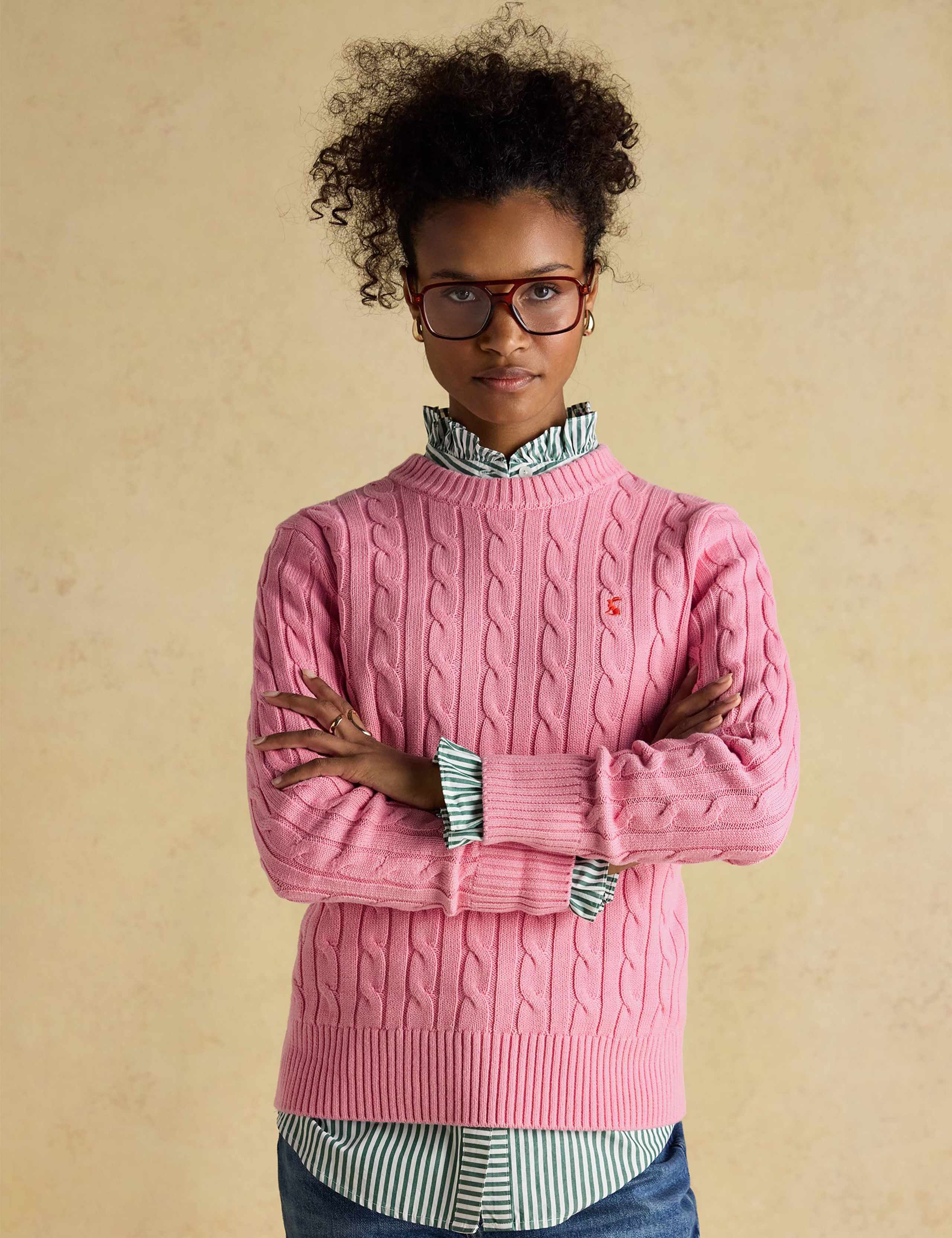 Pure Cotton Cable Knit Crew Neck Jumper 5 of 10