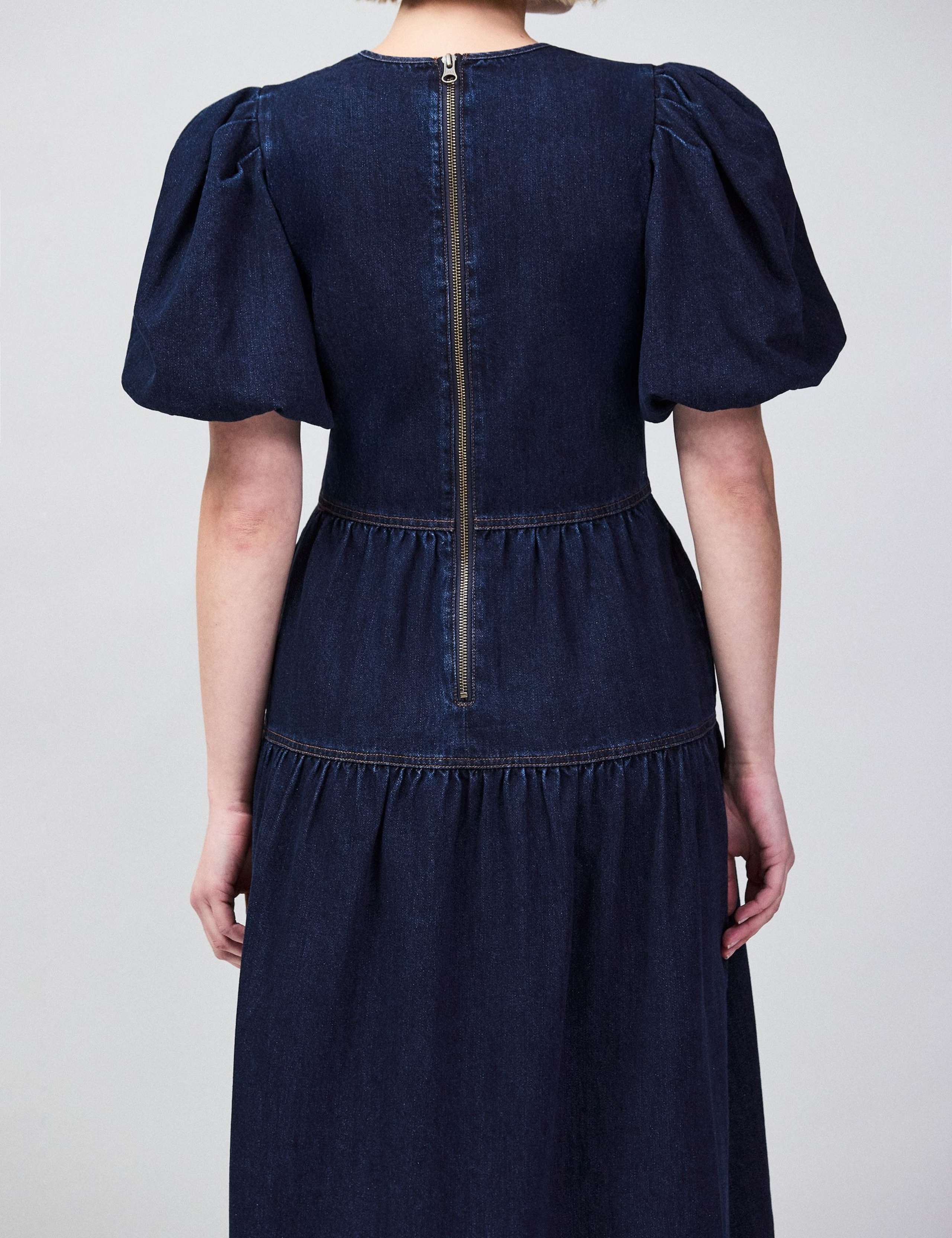 Cotton Rich Denim Puff Sleeve Maxi Dress 6 of 6