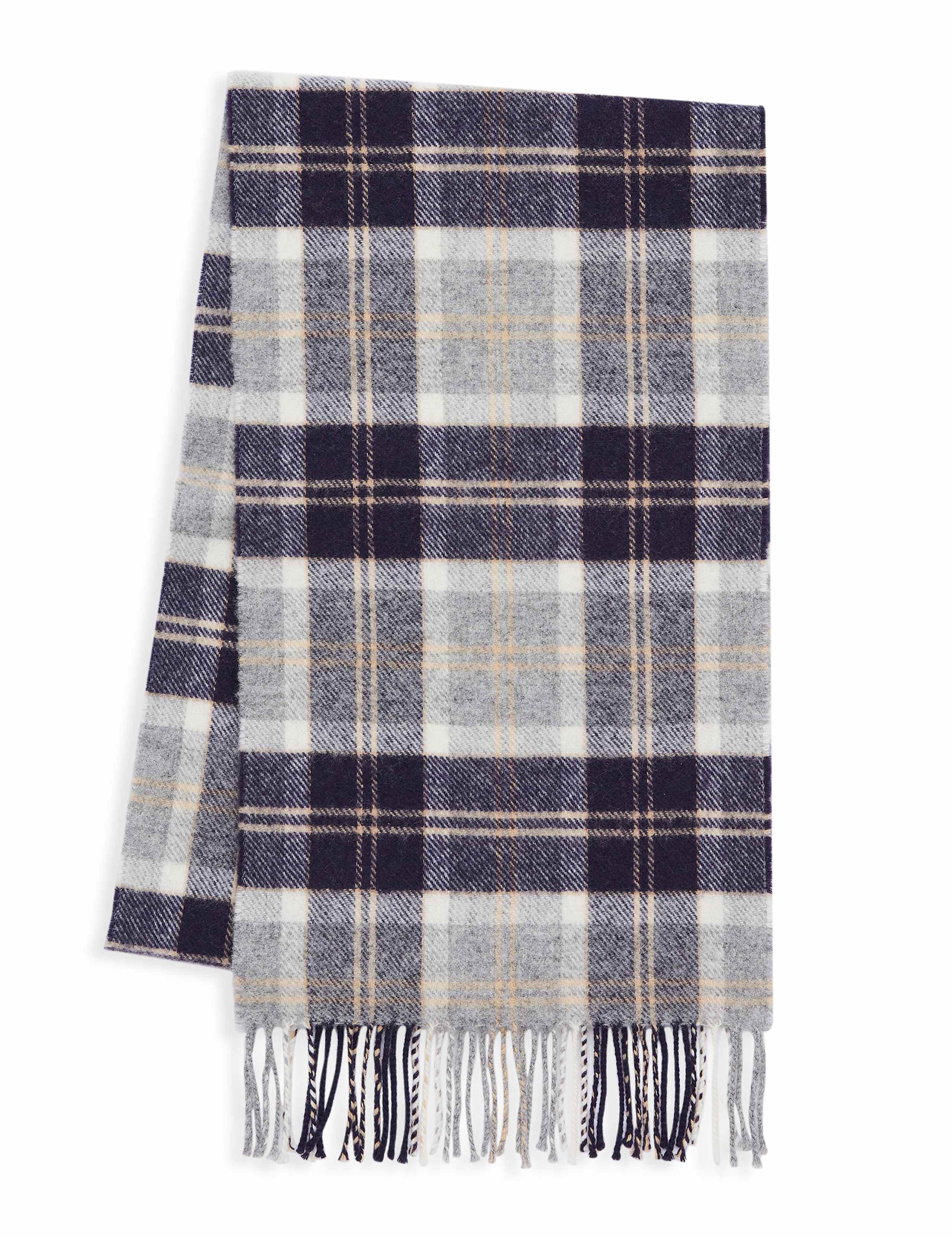 Pure Wool Woven Checked Tassel Scarf 2 of 3