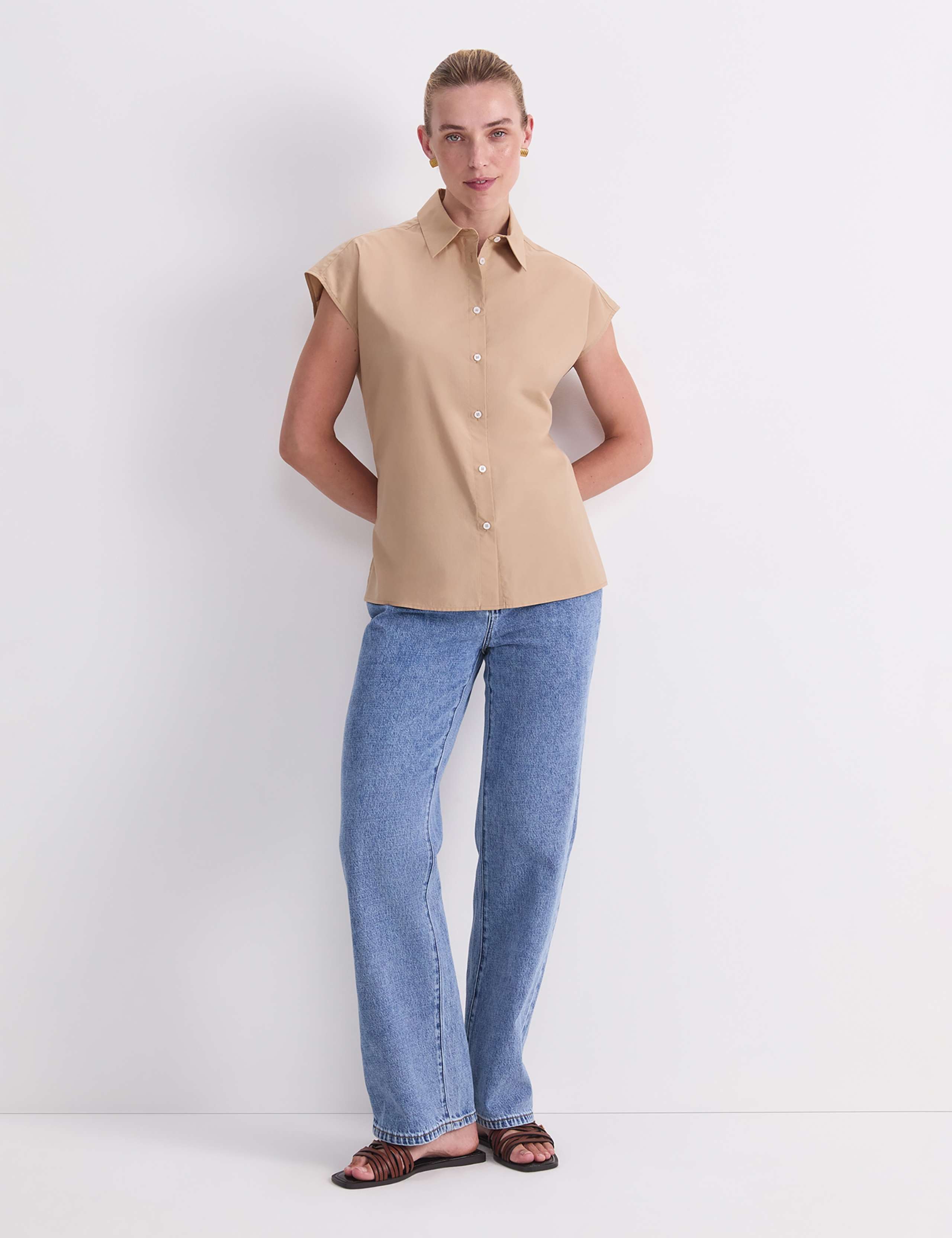 Pure Cotton Cap Sleeve Shirt 2 of 7