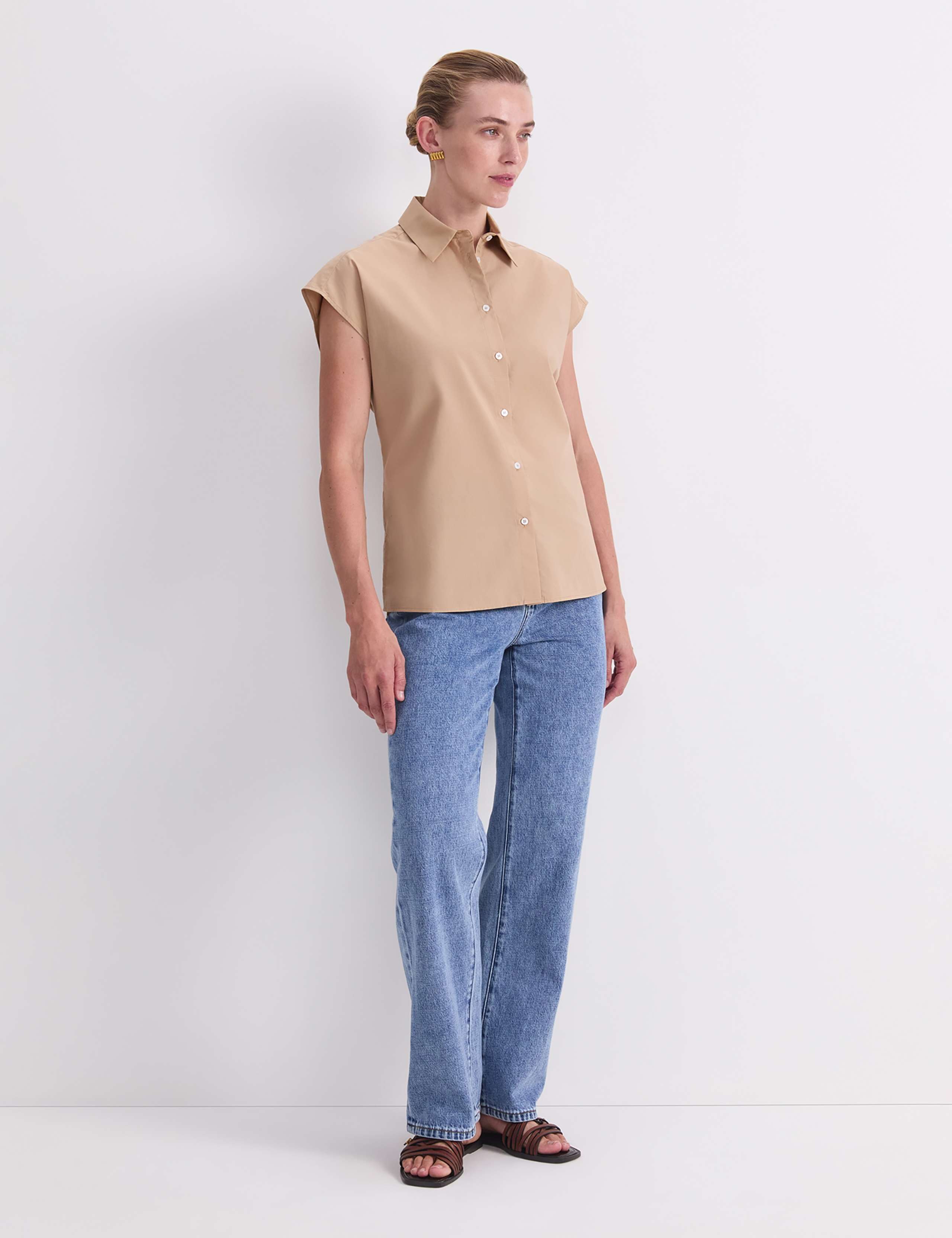 Pure Cotton Cap Sleeve Shirt 4 of 7